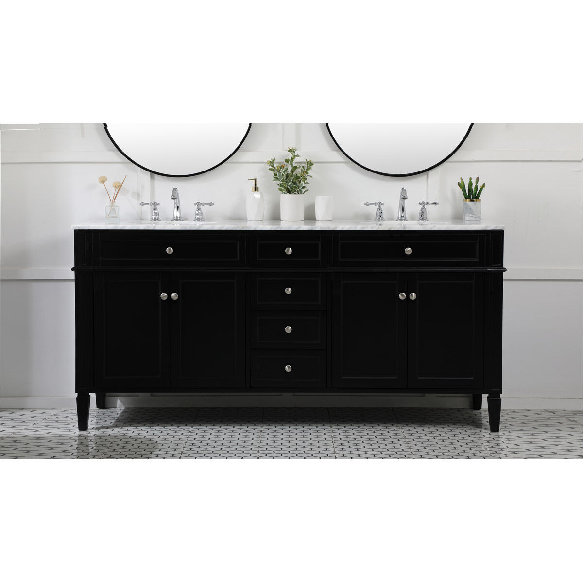 Park Avenue 72 X 21.5 X 35 inch Black Vanity Sink Set