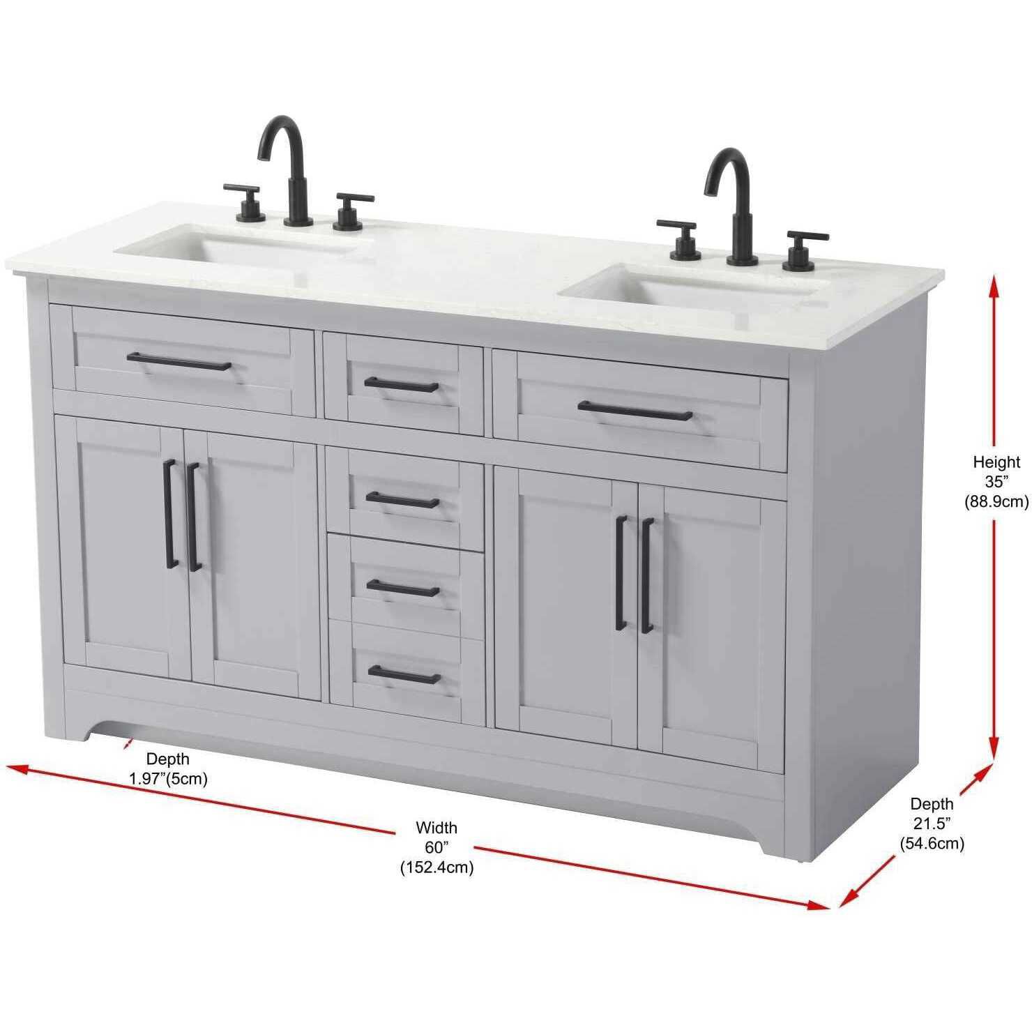 Remington 60 X 35 inch Grey Bathroom Vanity Cabinet