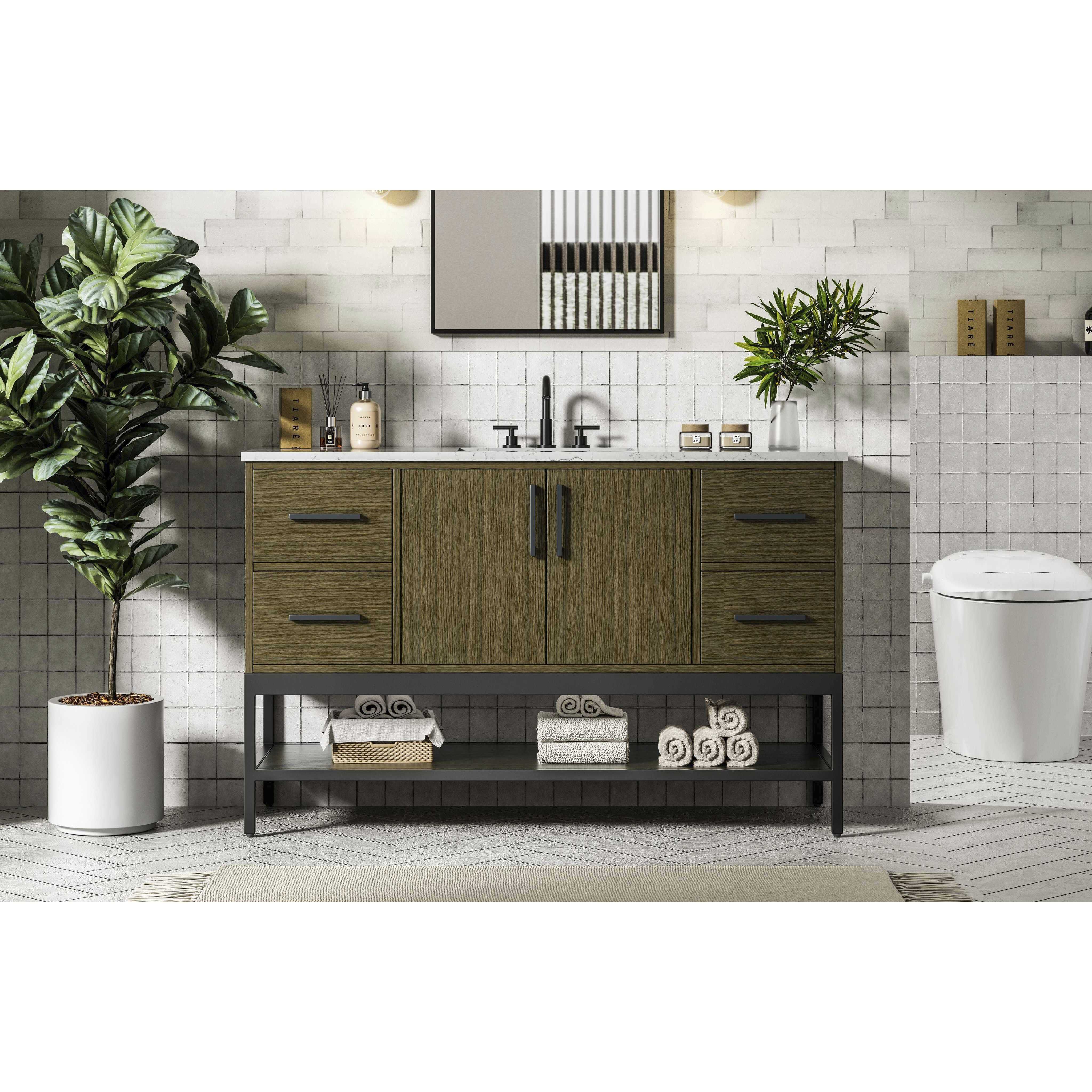 Lennox 54 X 34 inch Chestnut Brown Bathroom Vanity Cabinet