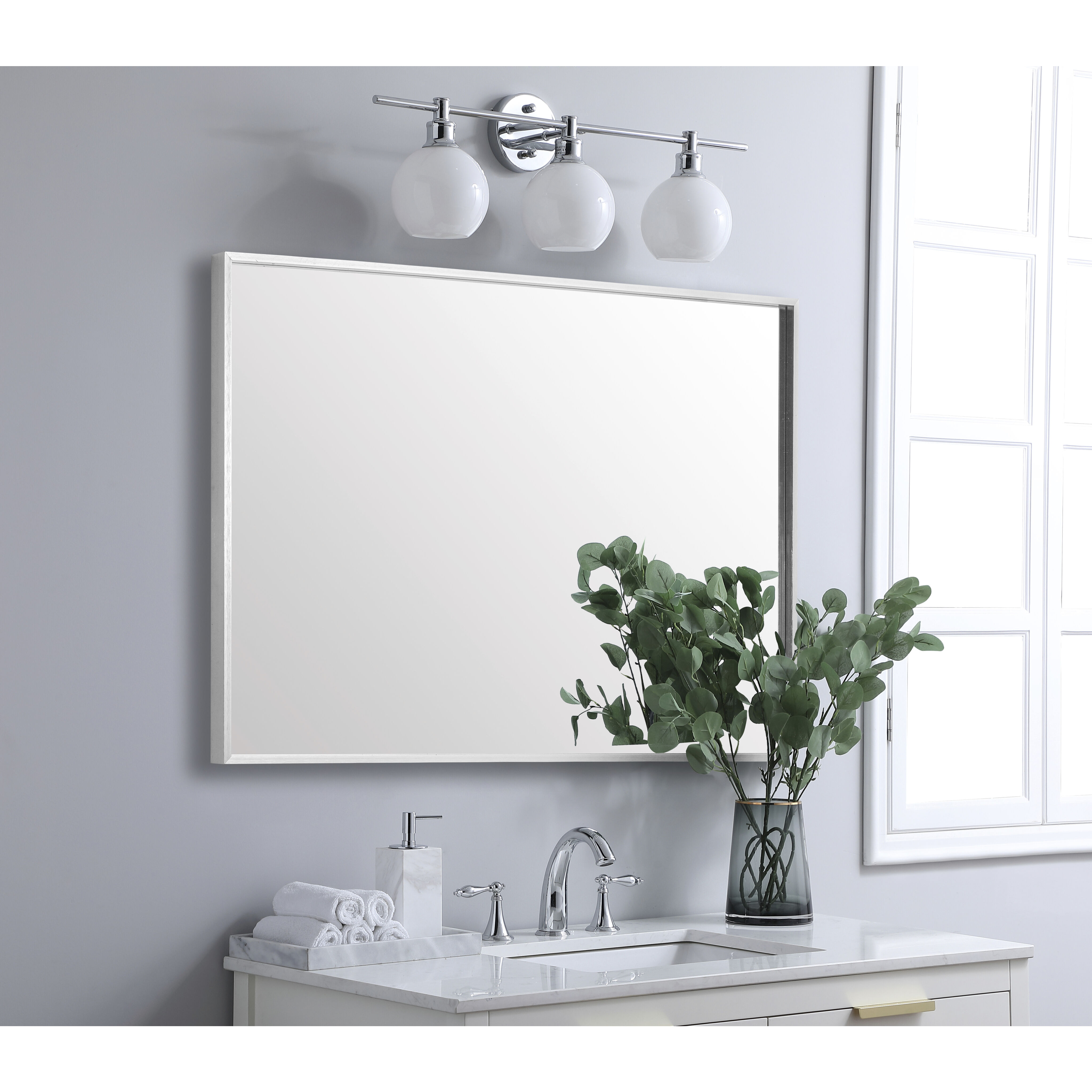Elegant Lighting MR73036S Grace 36 X 30 inch Silver Mirror