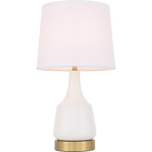 Reverie 26 inch 40 watt Brushed Brass and White Table Lamp Portable Light