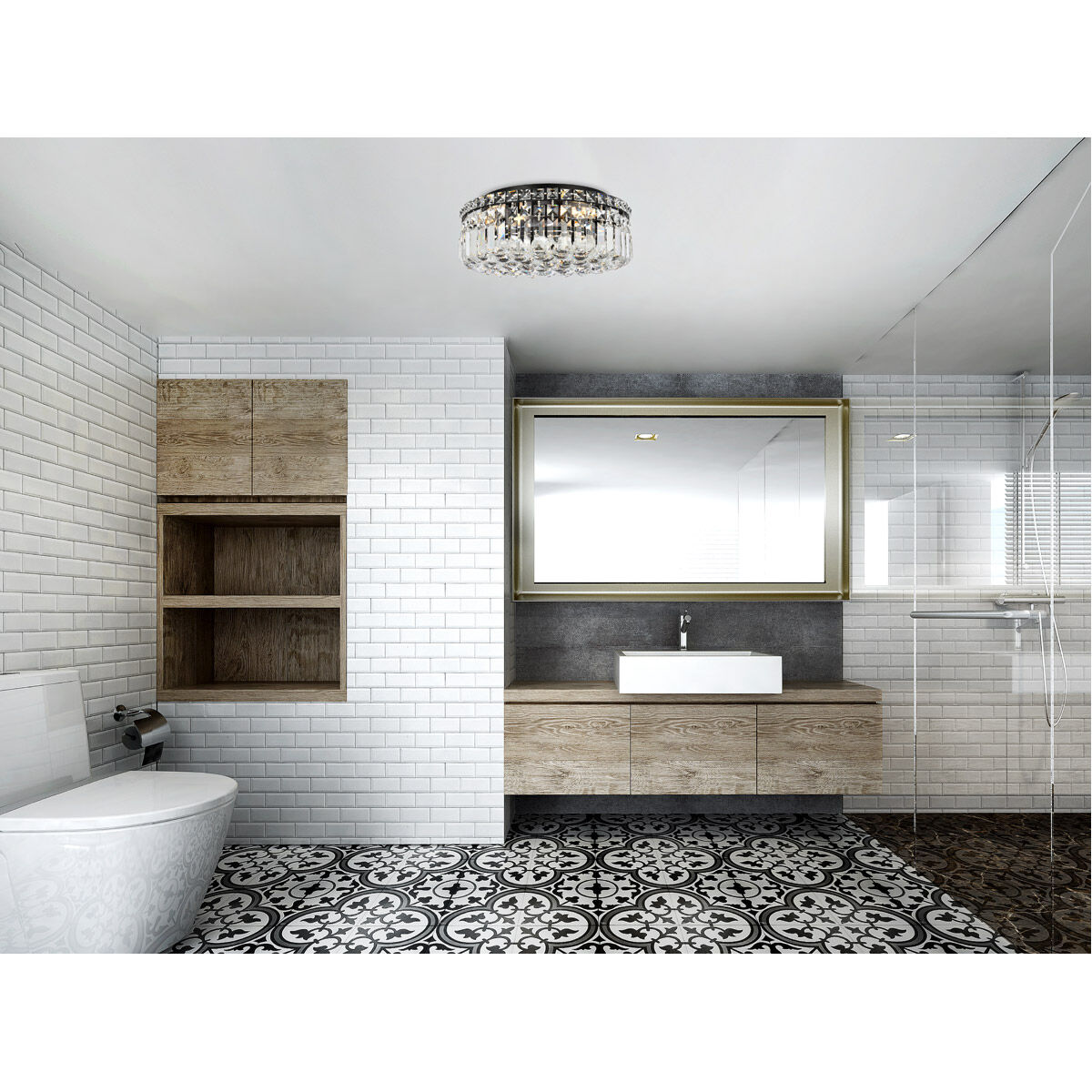 Maxime 5 Light 16 inch Black and Clear Flush Mount Ceiling Light