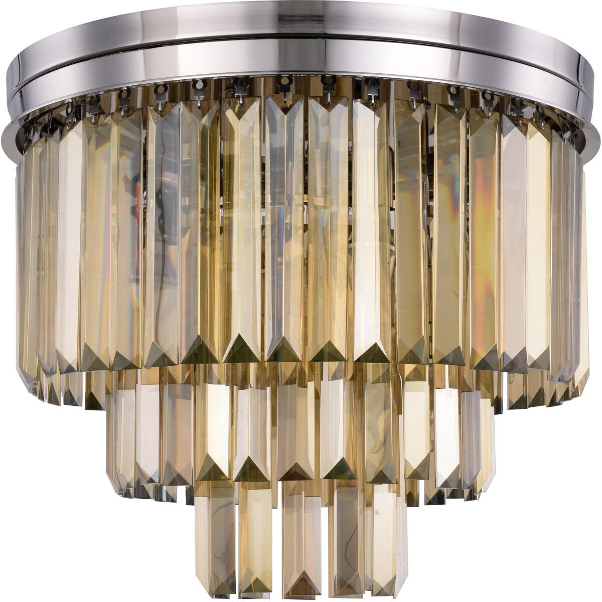 Sydney 9 Light 20 inch Polished nickel Flush Mount Ceiling Light in Golden Teak, Urban Classic