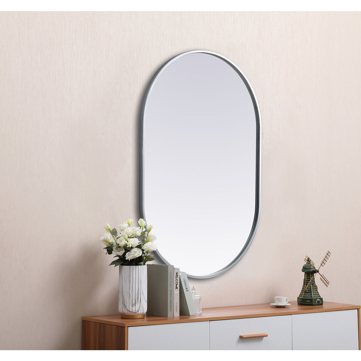 Asha 36 X 24 inch Silver Mirror in 24 x 36