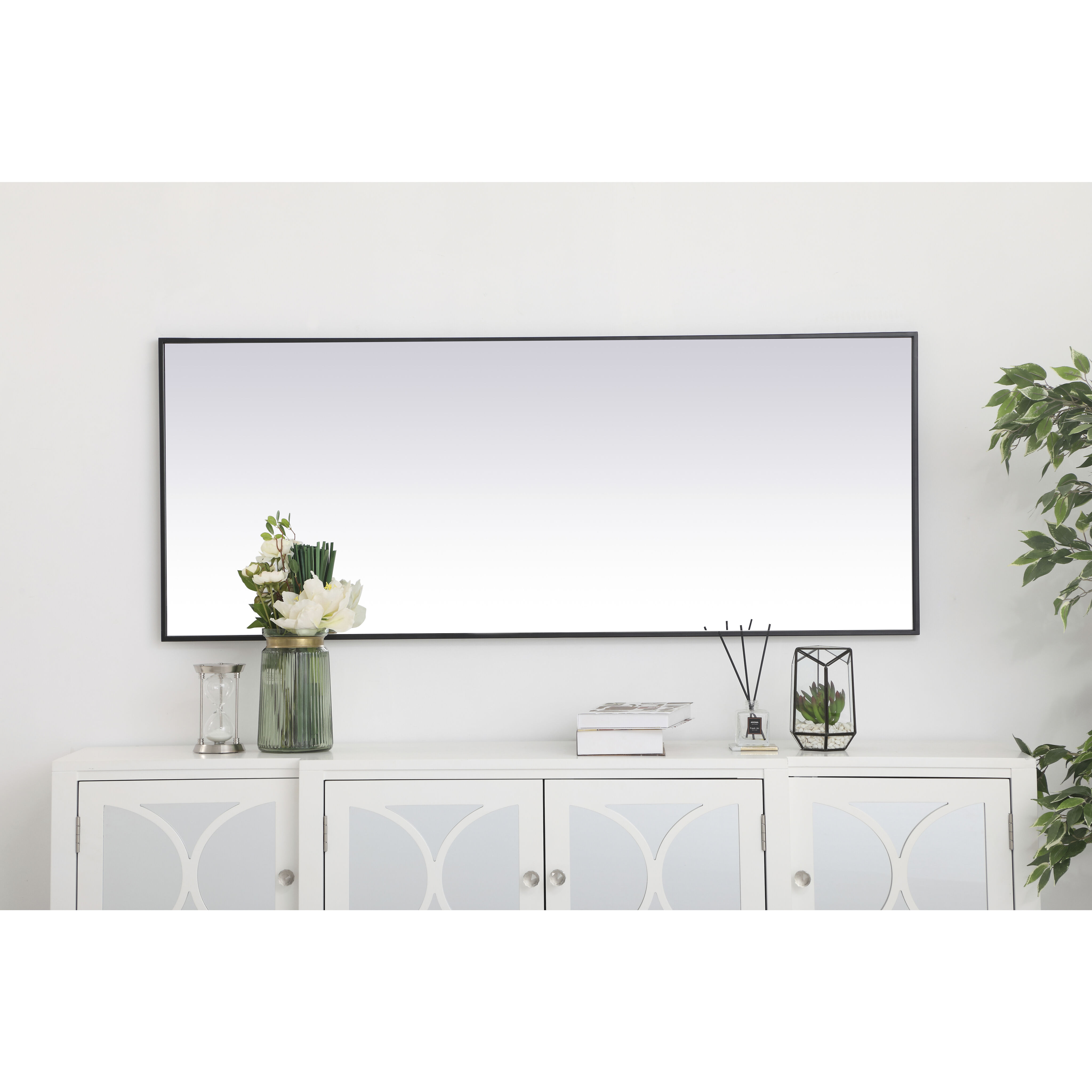 Monet 60 X 24 inch Black Wall Mirror