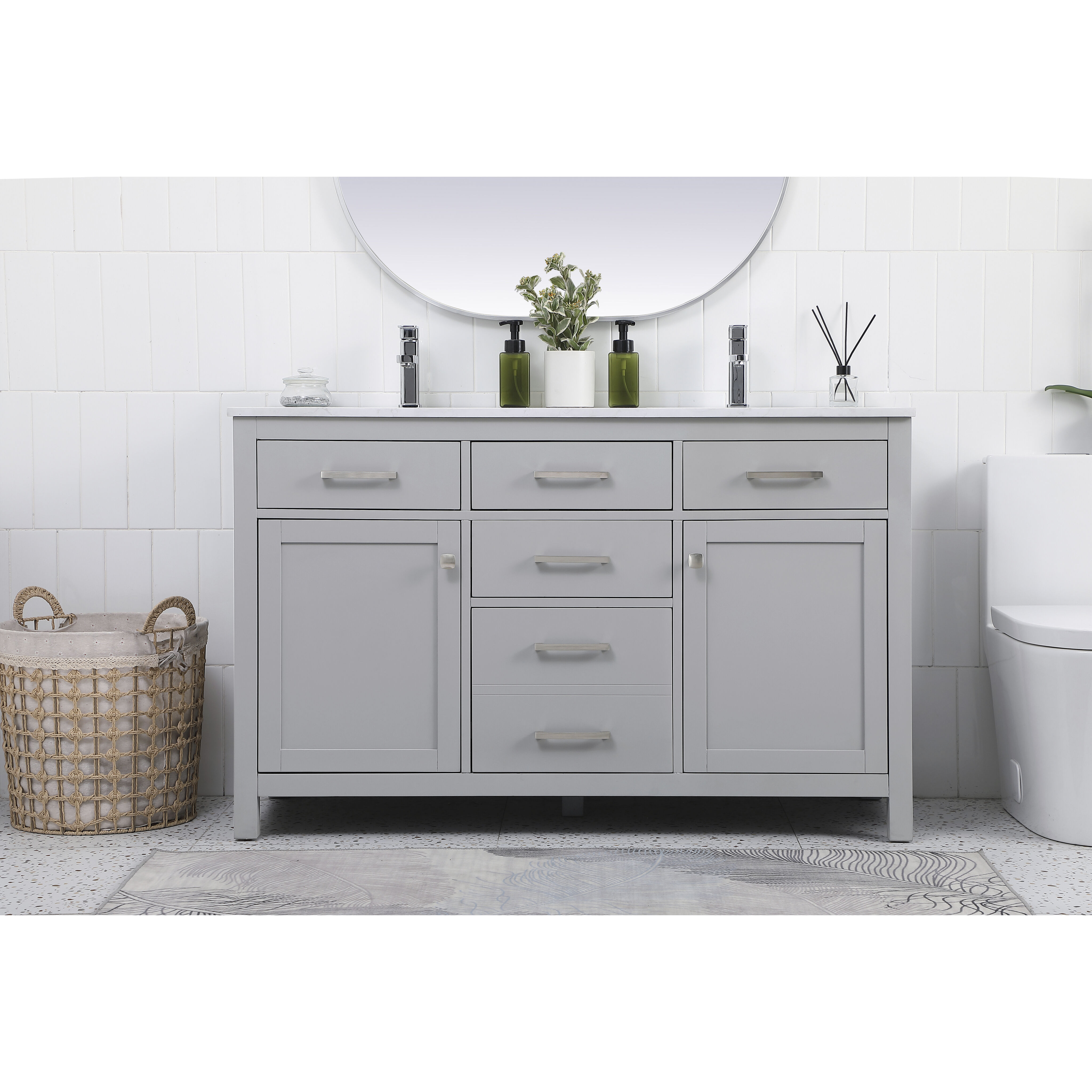 Lewis 54 X 22 X 34 inch Grey Vanity Sink Set