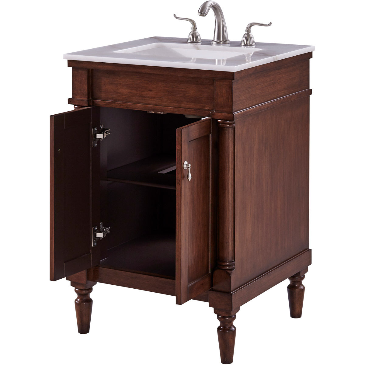 Lexington 24 X 21 X 35 inch Walnut with White Marble Vanity Set