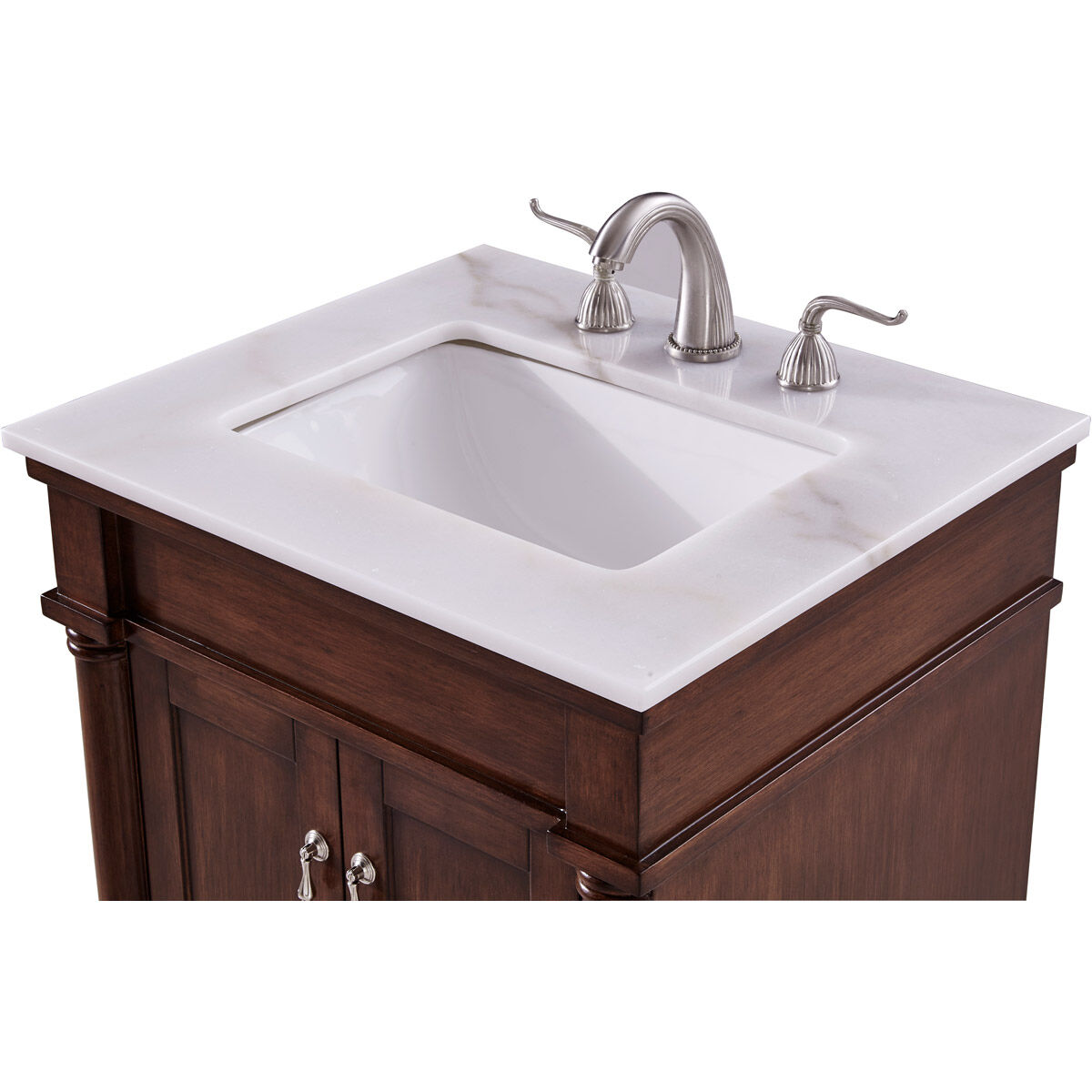 Lexington 24 X 21 X 35 inch Walnut with White Marble Vanity Set
