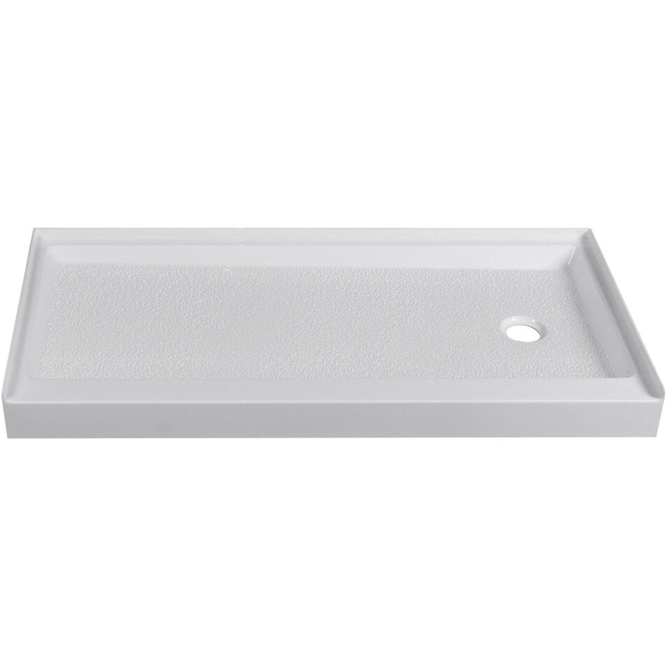 Laredo Glossy White Shower Base in 60 x 30 Right Drain