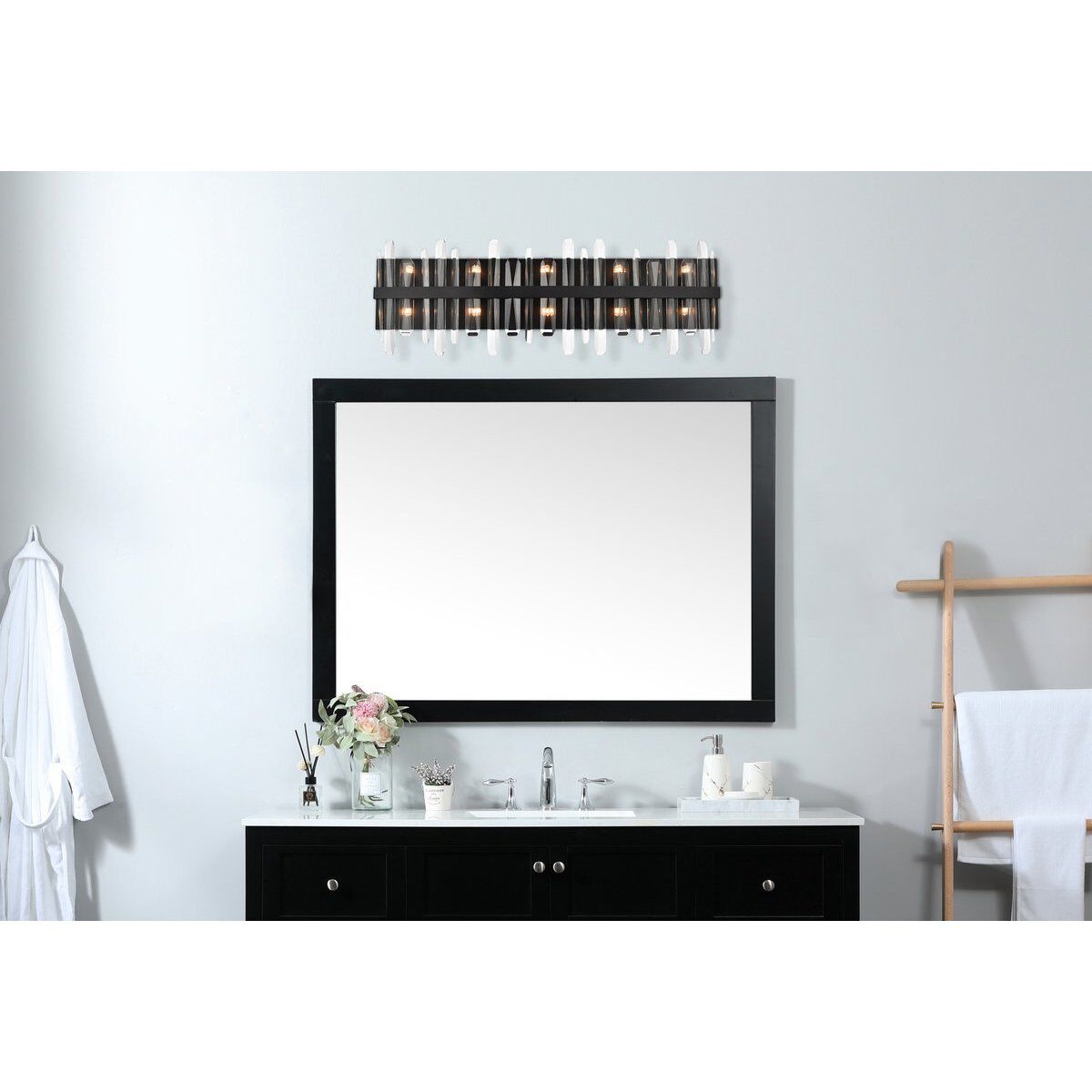 Serena 10 Light 36 inch Black Bath Sconce Wall Light