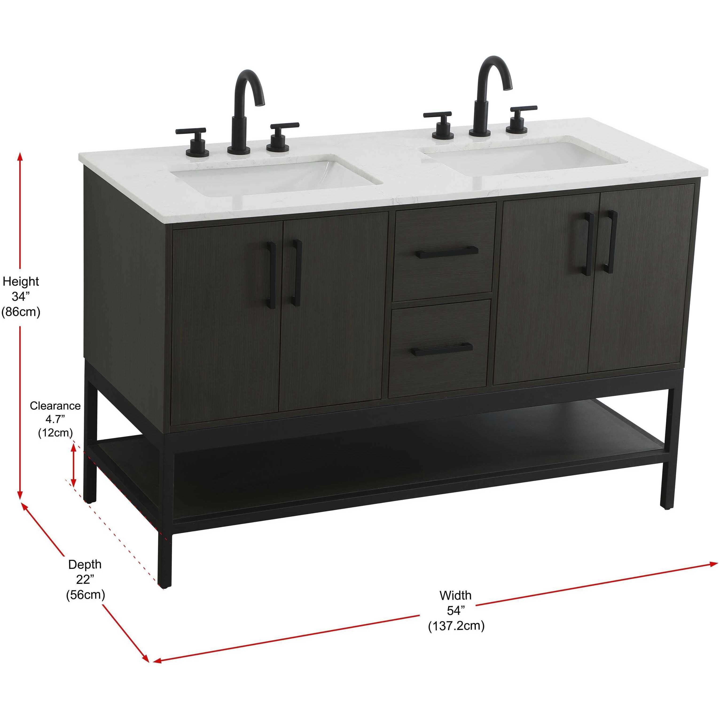 Lennox 54 X 34 inch Mocha Brown Bathroom Vanity Cabinet