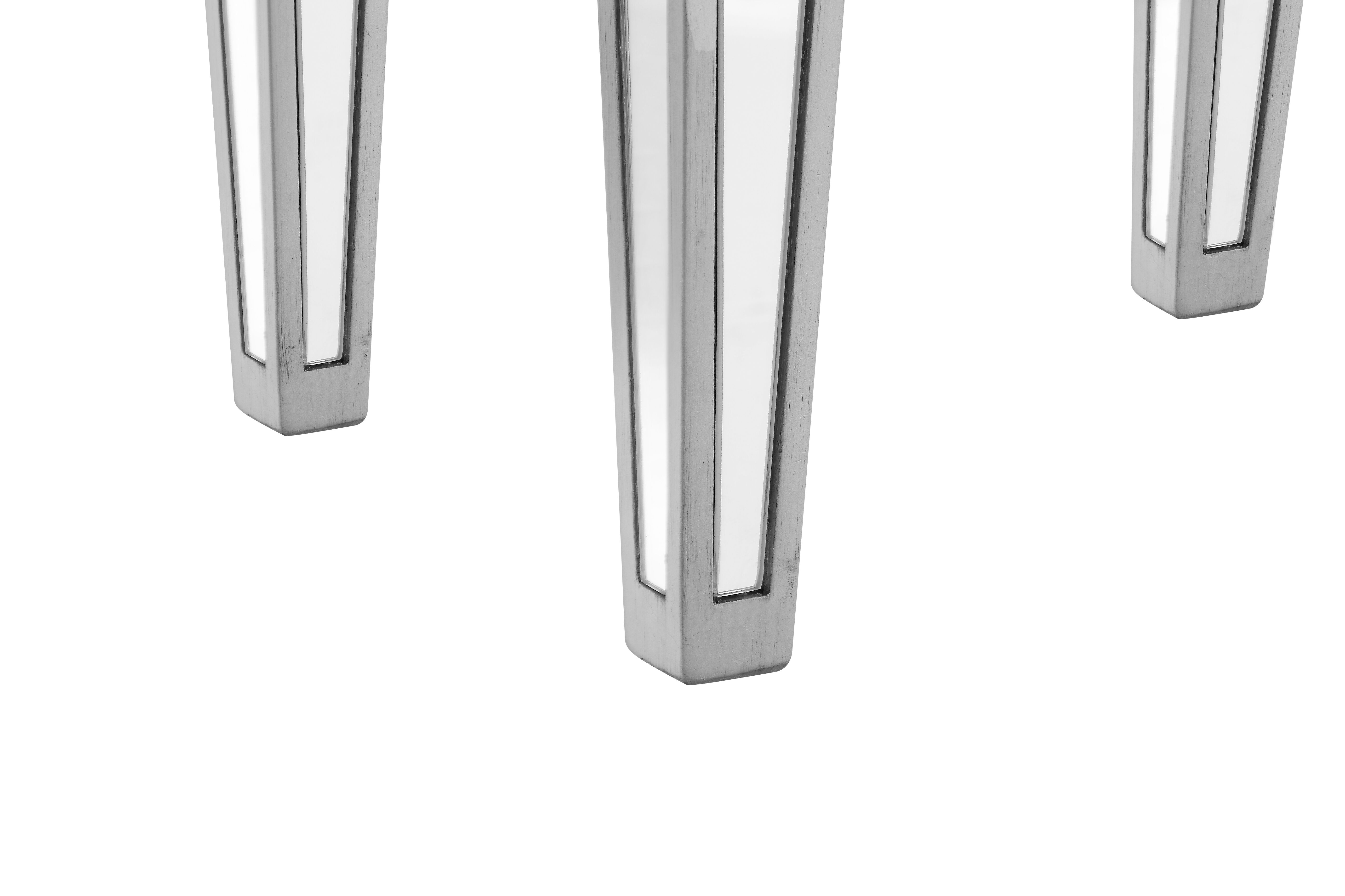 Contempo 18 inch Silver Vanity Stool, Clear Mirror