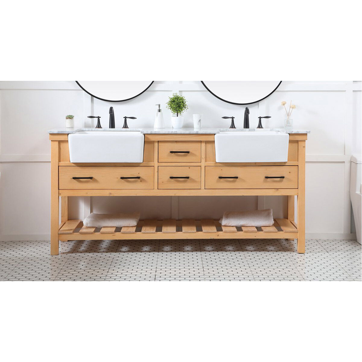 Clement 72 X 22 X 34 inch Natural Wood Bathroom Vanity Cabinet