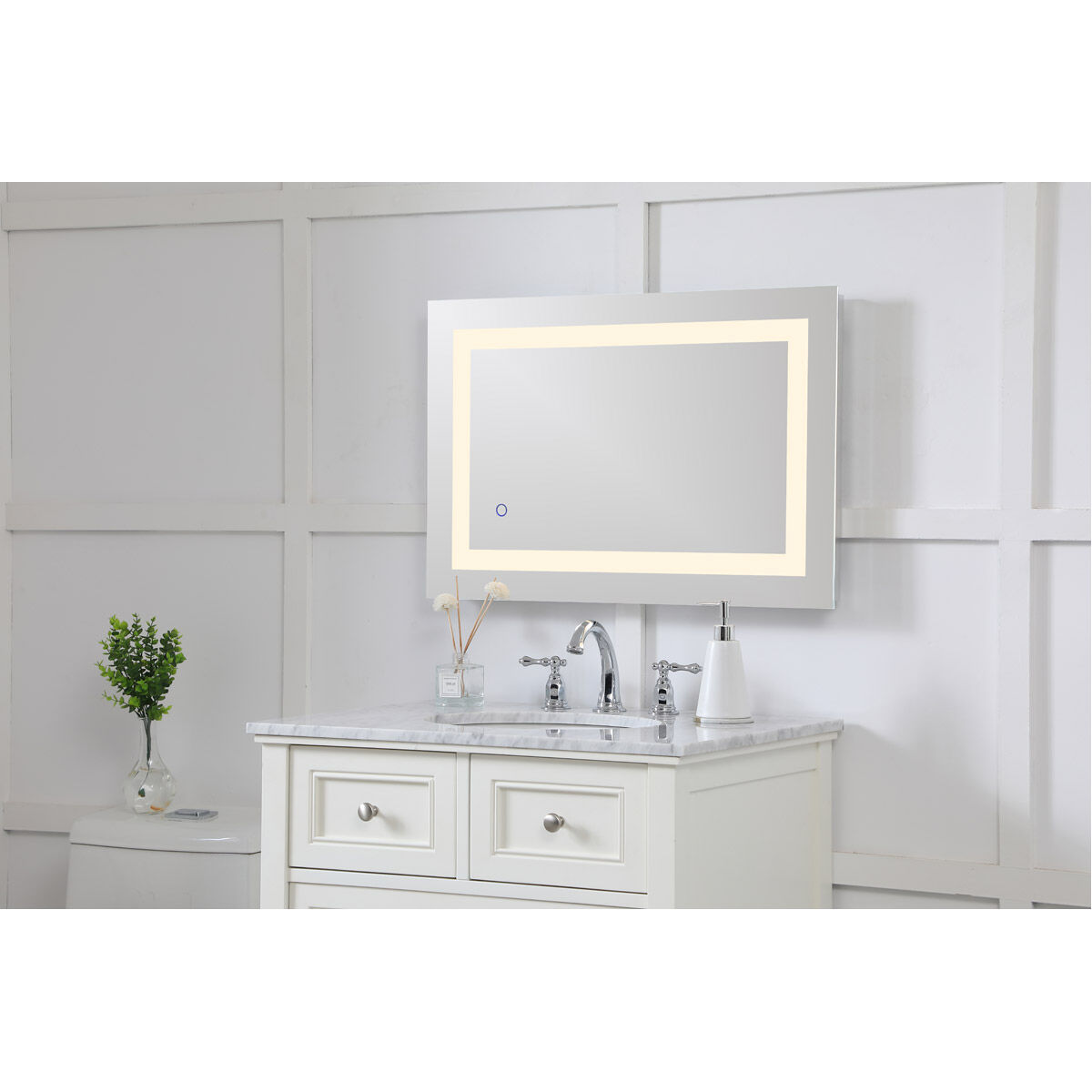 Helios 30 X 20 inch Silver Lighted Wall Mirror