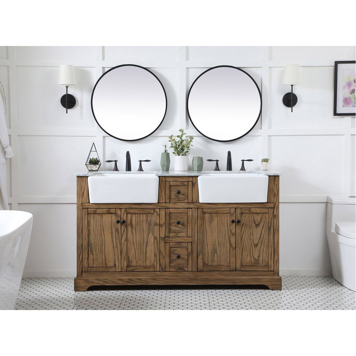 Franklin 60 X 22 X 35 inch Driftwood Bathroom Vanity Cabinet
