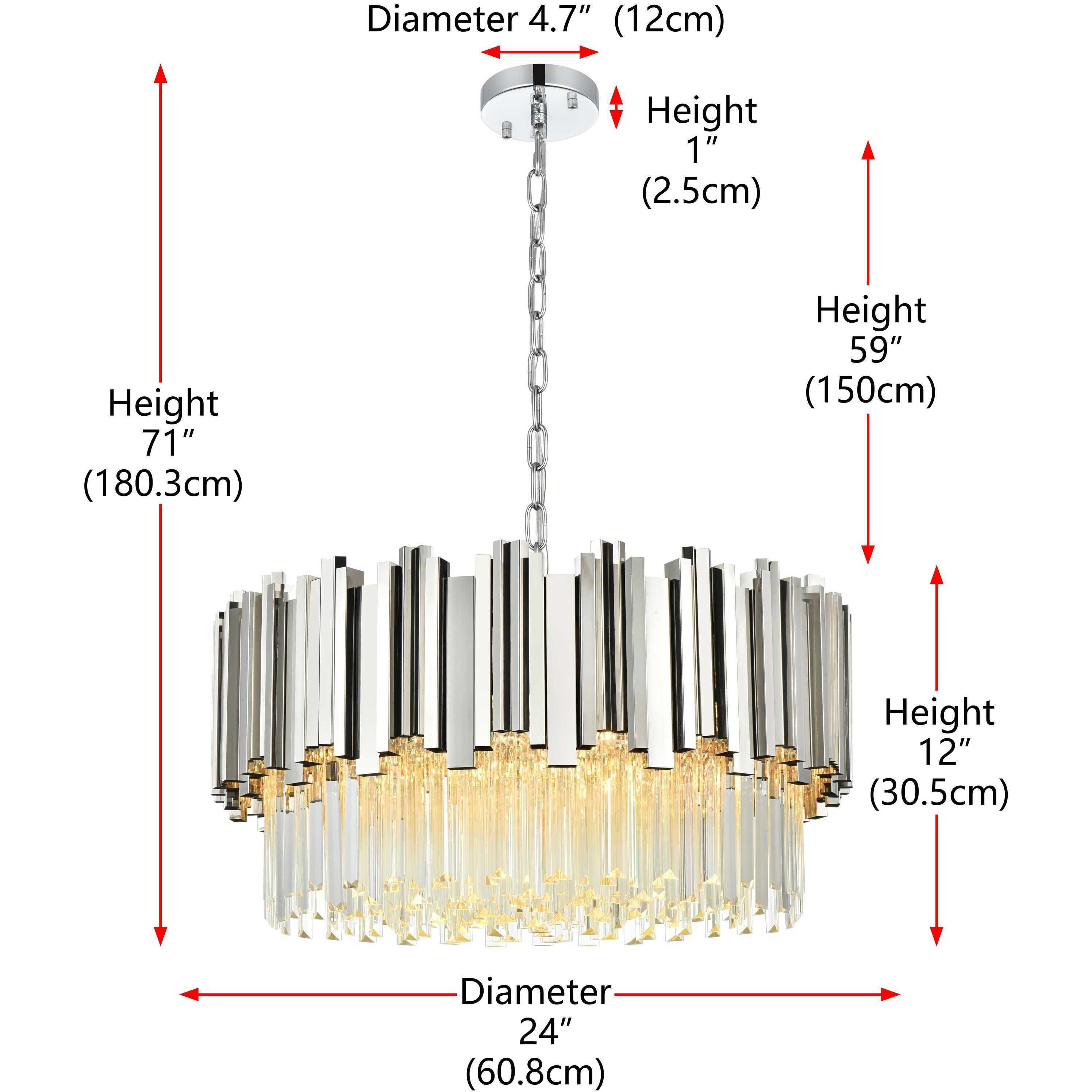 Willow 8 Light 24 inch Chrome Chandelier Ceiling Light
