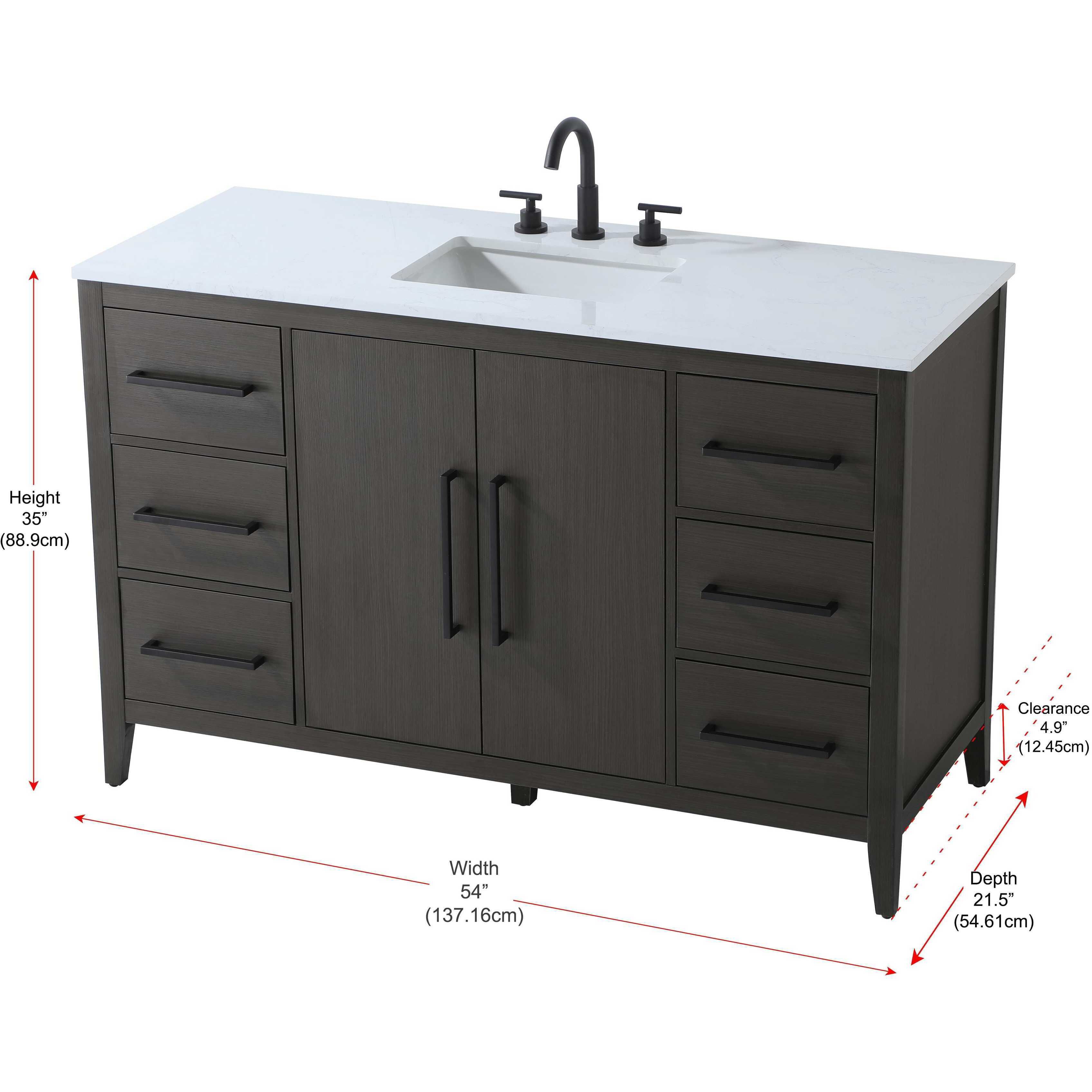 Millie 54 X 35 inch Mocha Brown Bathroom Vanity Cabinet
