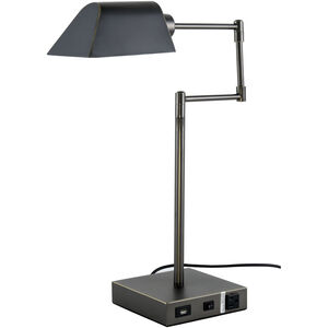 Brio 20 inch 40 watt Bronze Table Lamp Portable Light, with USB Port and Power Outlet