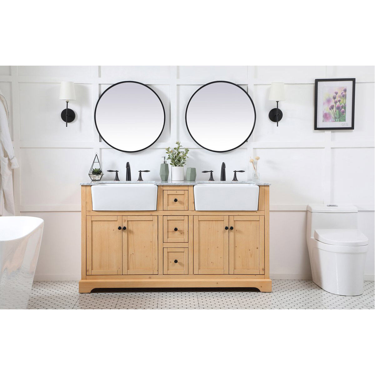Franklin 60 X 22 X 34.75 inch Natural Wood Bathroom Vanity Cabinet