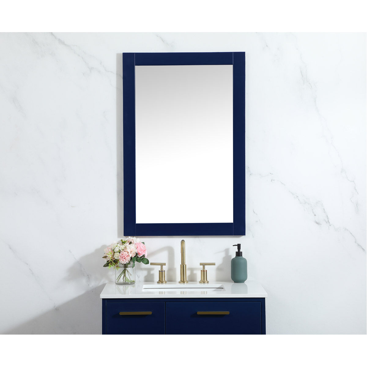 Aqua 36 X 24 inch Blue Vanity Mirror