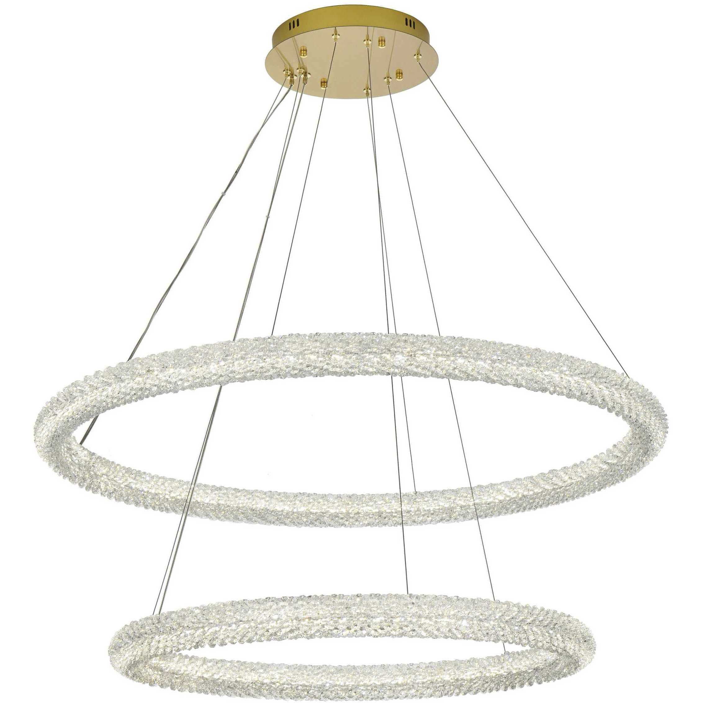 Bowen 2 Light 42 inch Satin Gold Chandelier Ceiling Light