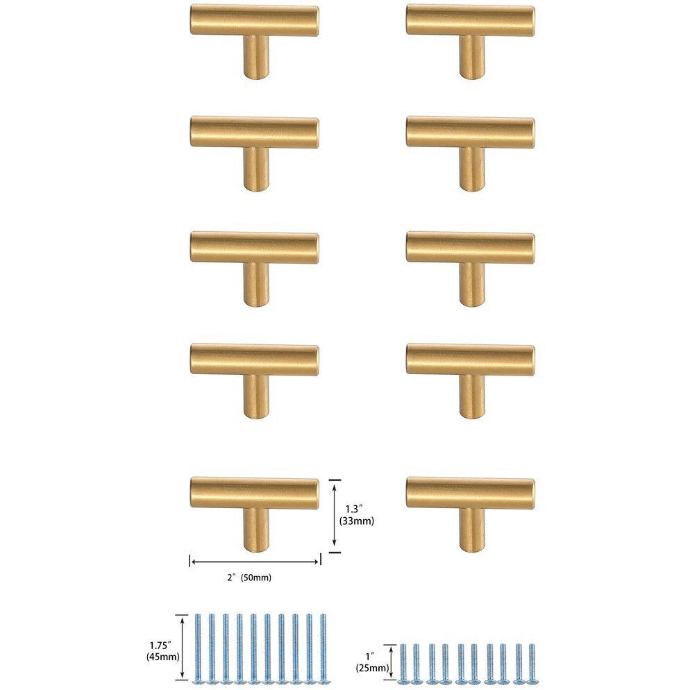 Quinn Brass Hardware Drawer Pull, Set of 10