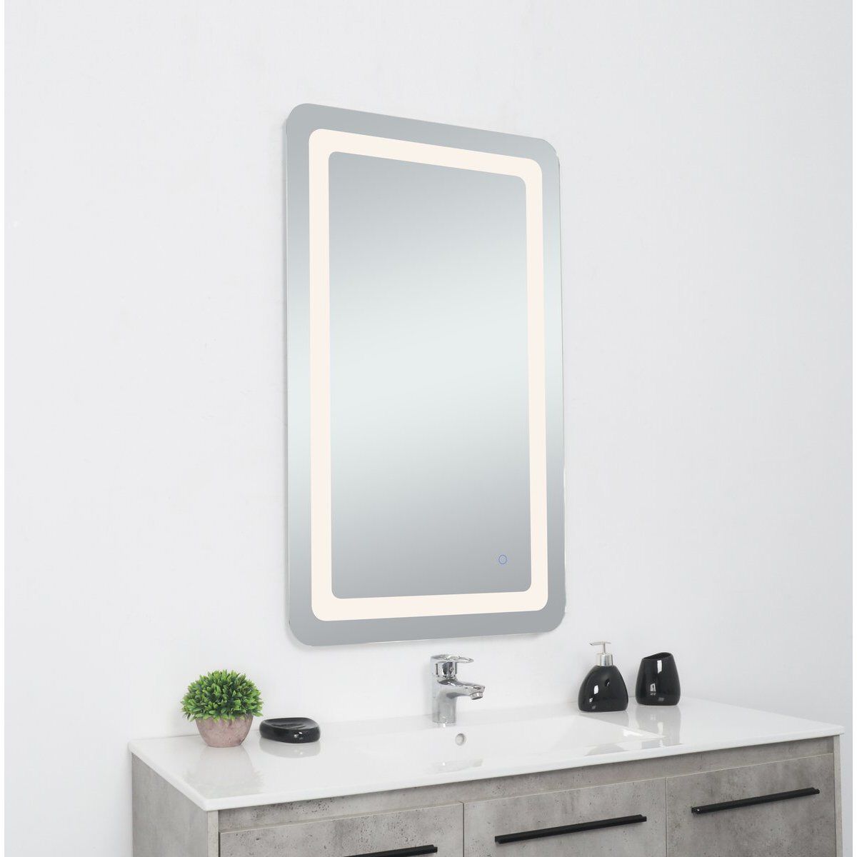 Genesis 40 X 20 inch Glossy White LED Mirror