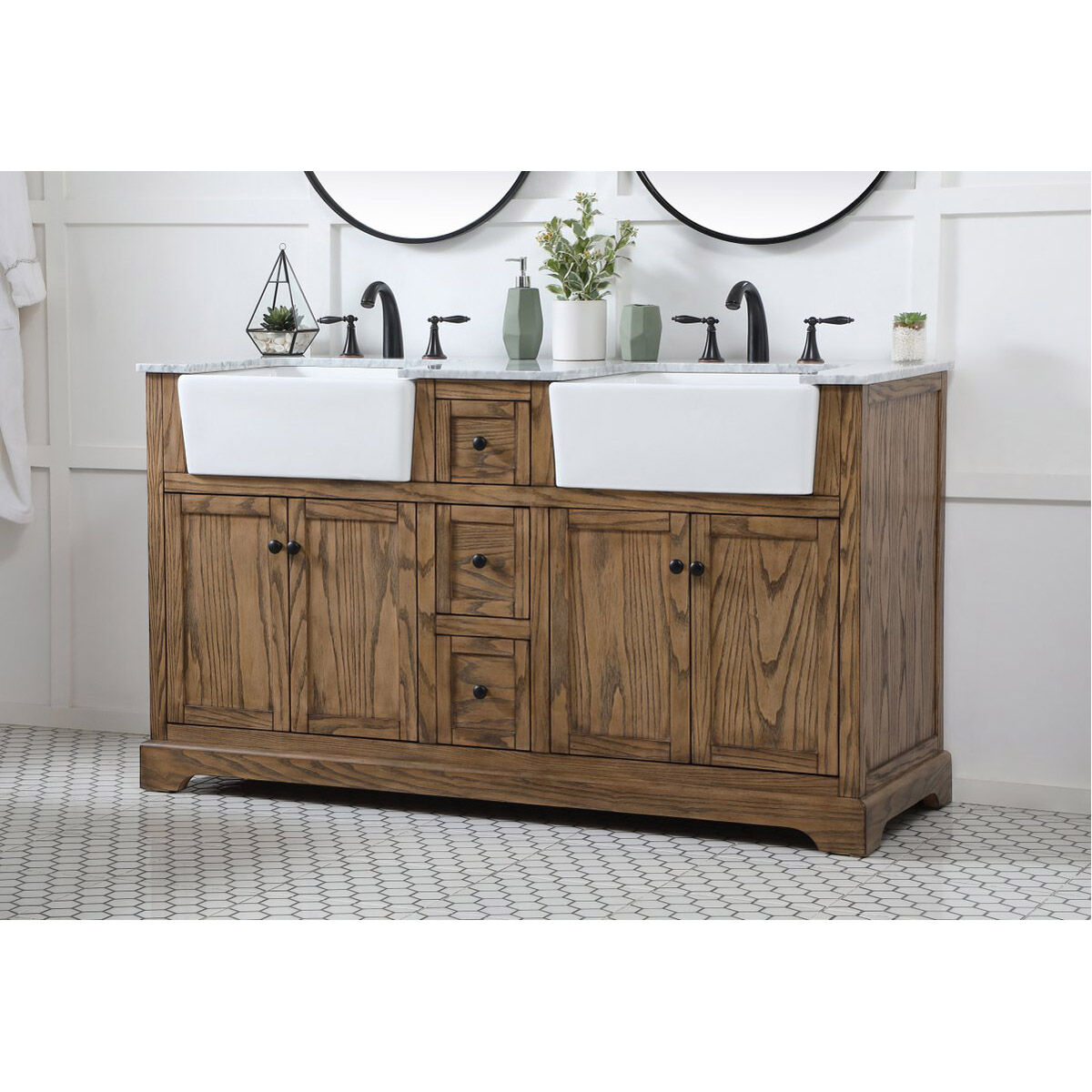 Franklin 60 X 22 X 35 inch Driftwood Bathroom Vanity Cabinet