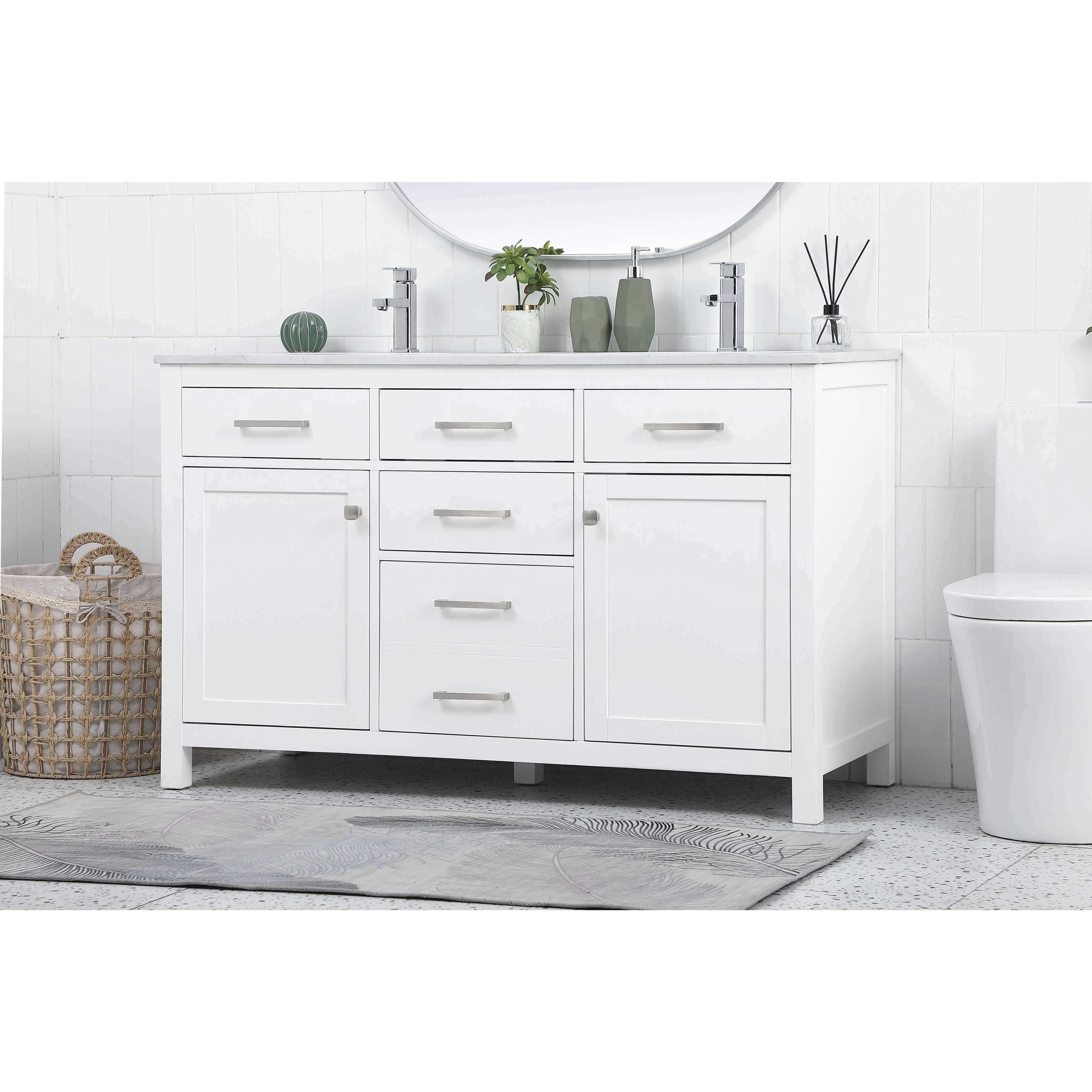 Lewis 54 X 22 X 34 inch White Vanity Sink Set