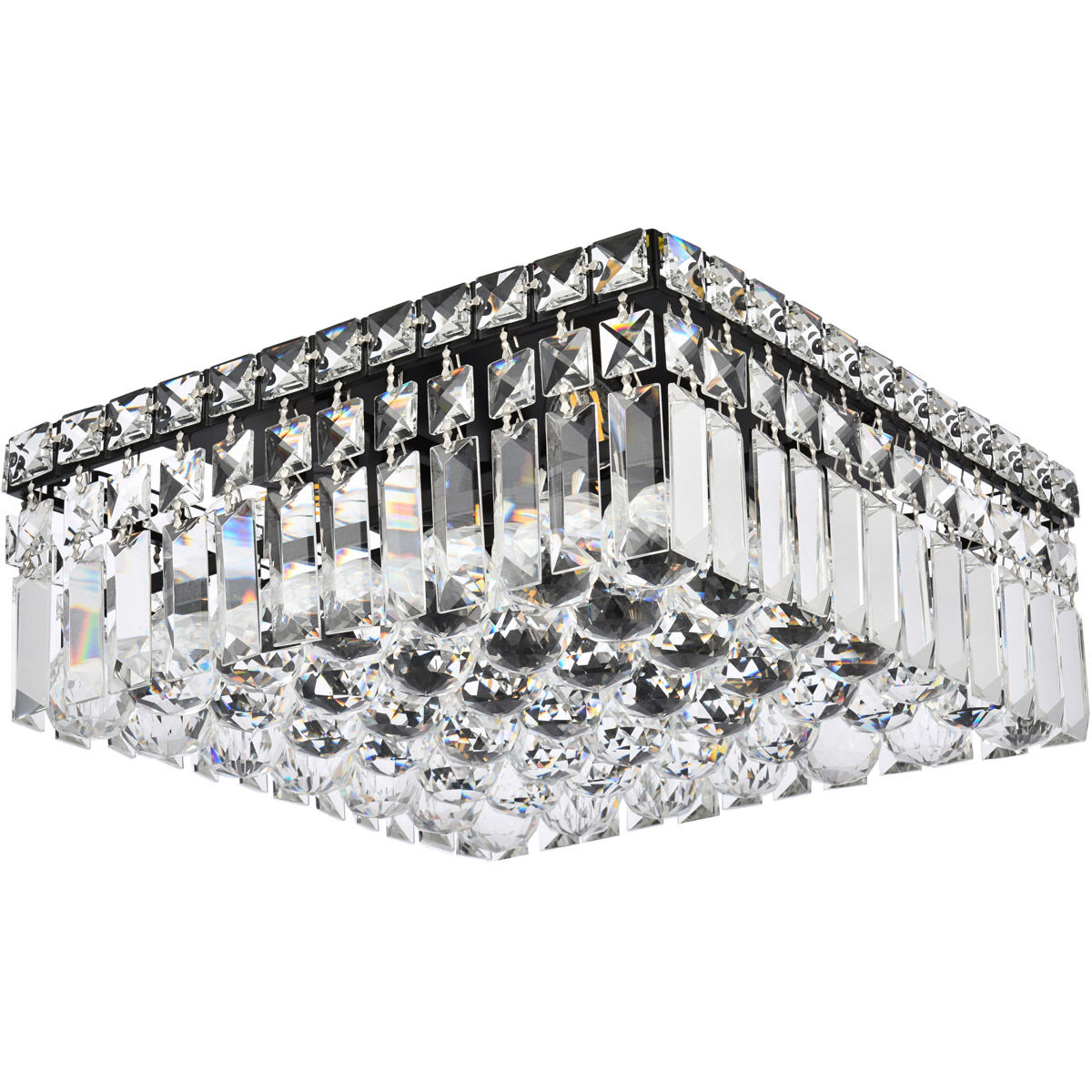 Maxime 4 Light 12 inch Black and Clear Flush Mount Ceiling Light