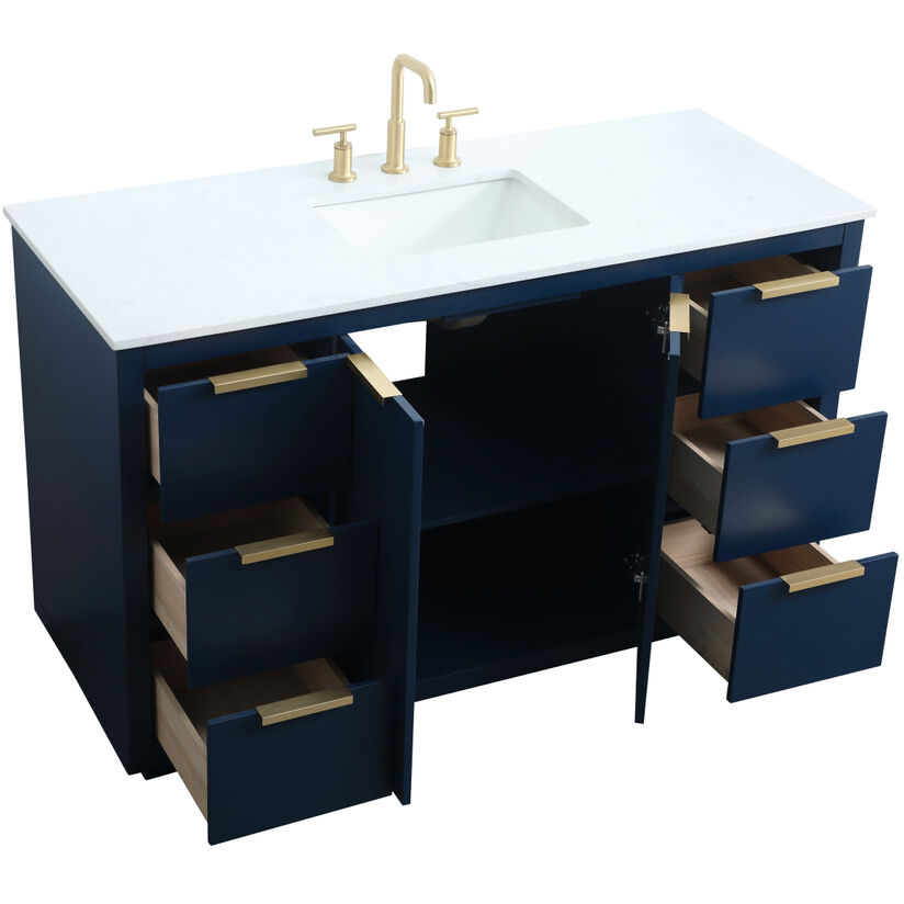Blake 54 X 22 X 34 inch Blue Vanity Sink Set