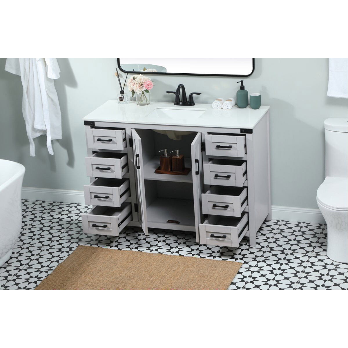 Grant 48 X 19 X 34 inch Grey Vanity Sink Set in Not Included