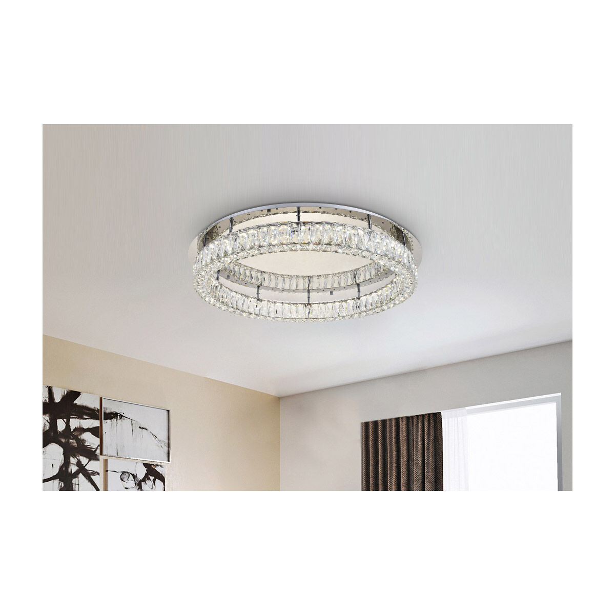 Monroe LED 34 inch Chrome Flush Mount Ceiling Light