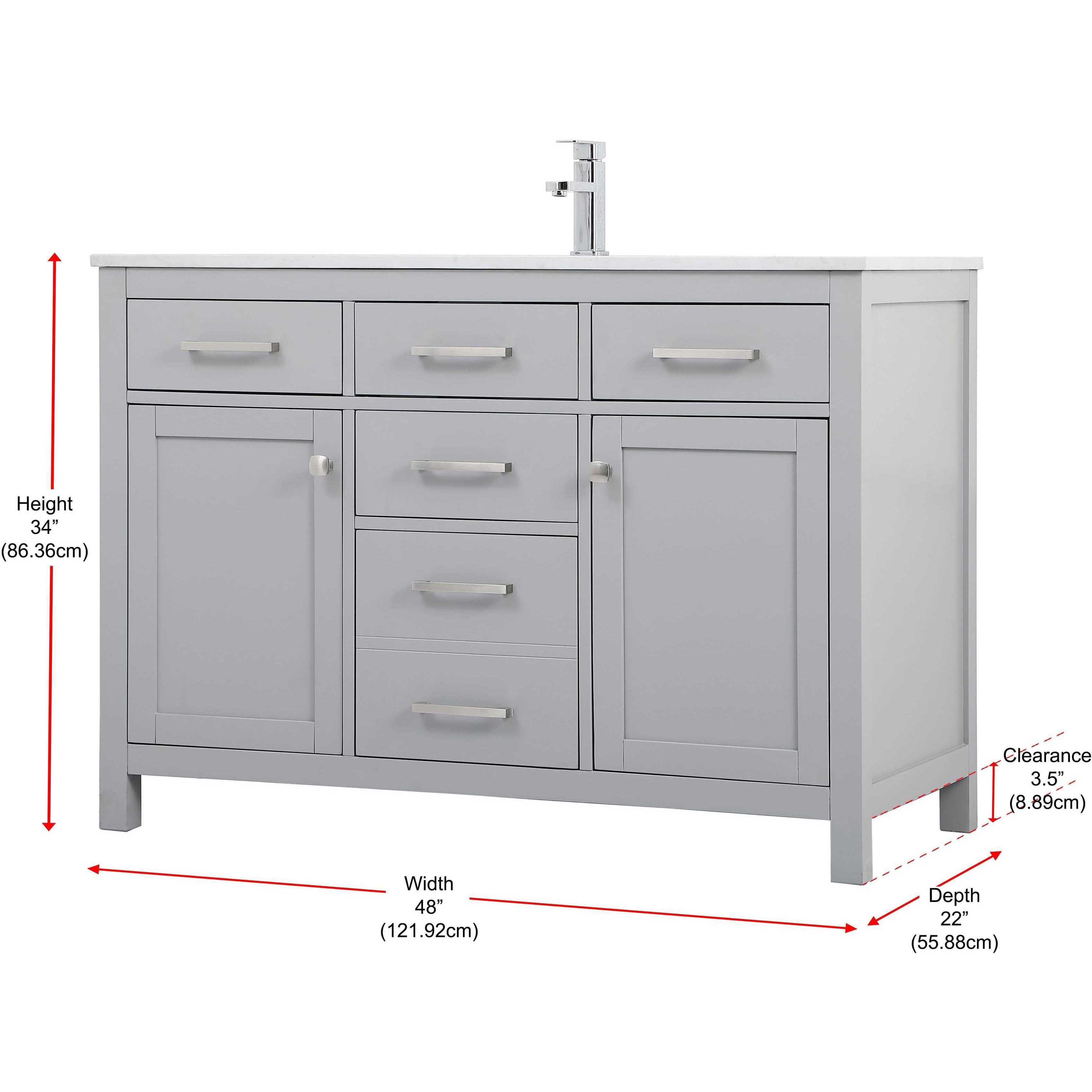Lewis 48 X 22 X 34 inch Grey Vanity Sink Set