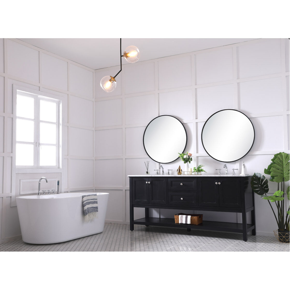 Metropolis 72 X 22 X 34 inch Black Vanity Sink Set