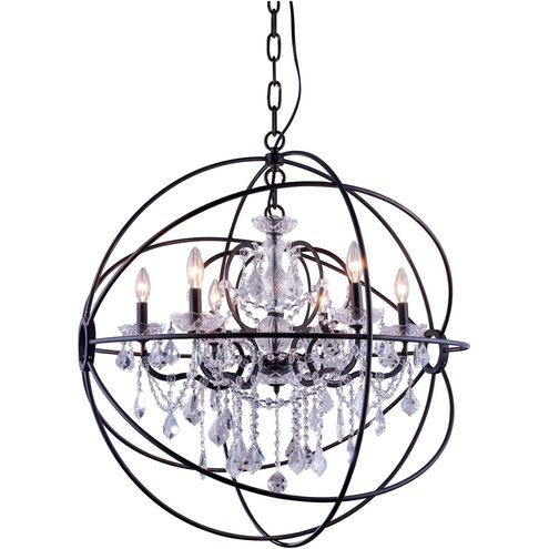 Geneva 6 Light 32 inch Dark Bronze Pendant Ceiling Light in Clear, Urban Classic