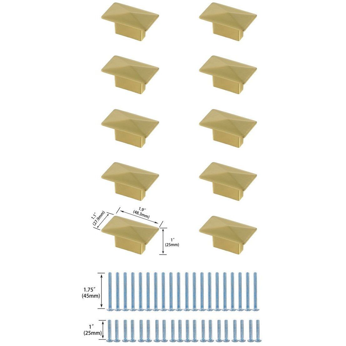 Perry Brushed Gold Hardware Cabinet Knob, Set of 10