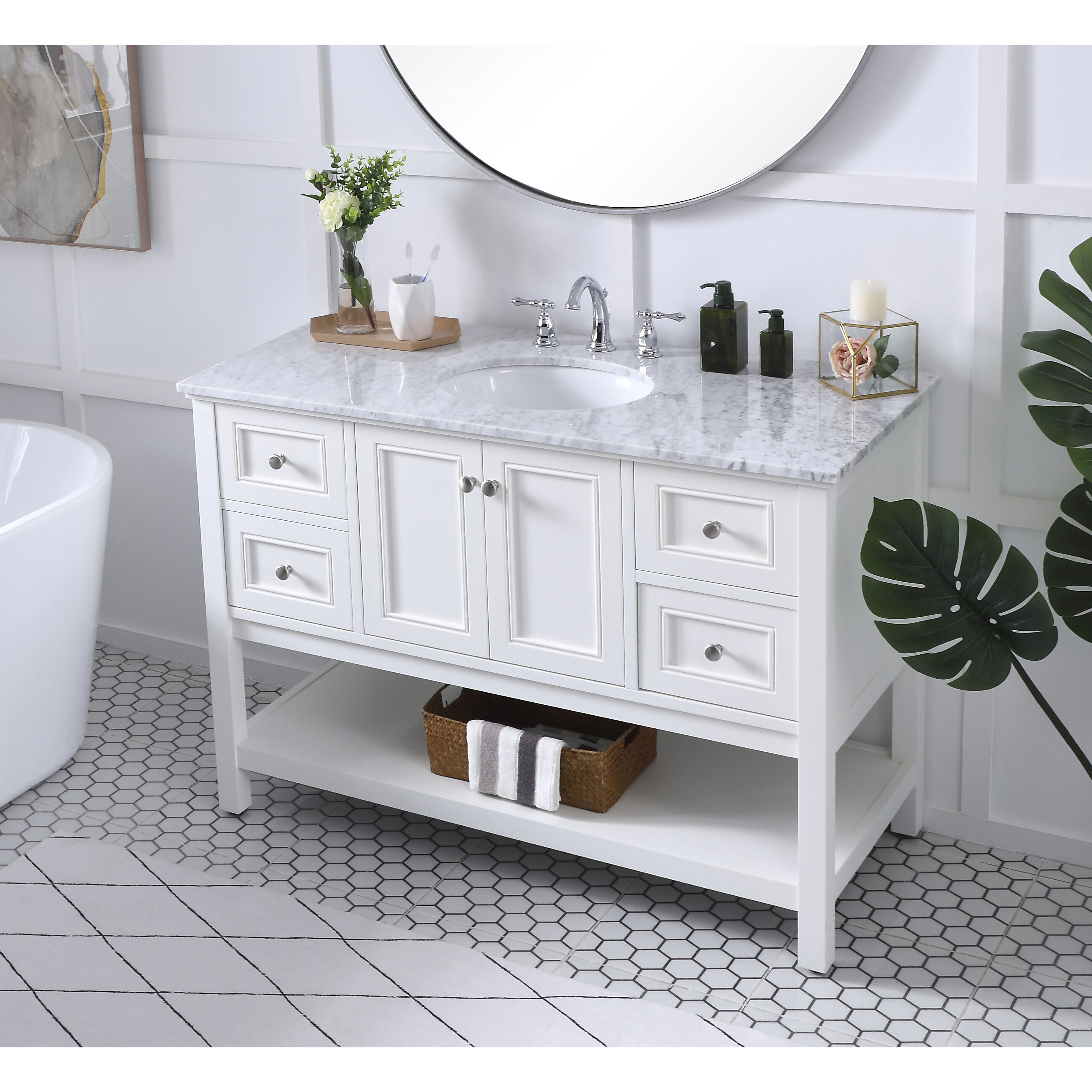 Metropolis 48 X 22 X 34 inch White Vanity Sink Set