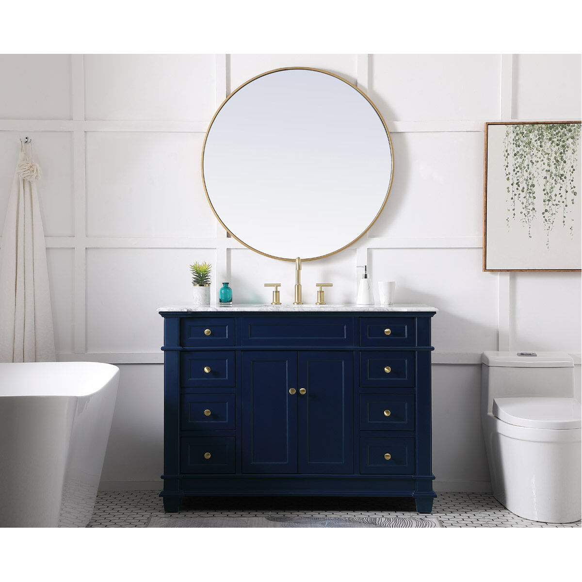 Wesley 48 X 22 X 35 inch Blue Vanity Sink Set