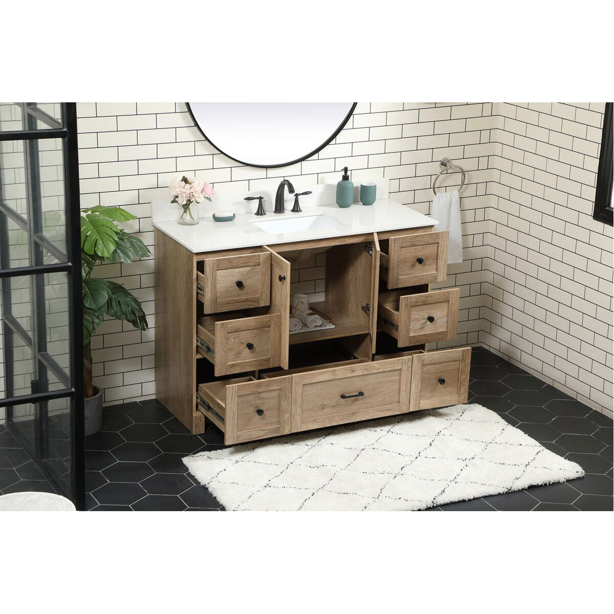 Soma 48 X 19 X 34 inch Natural Oak Vanity Sink Set