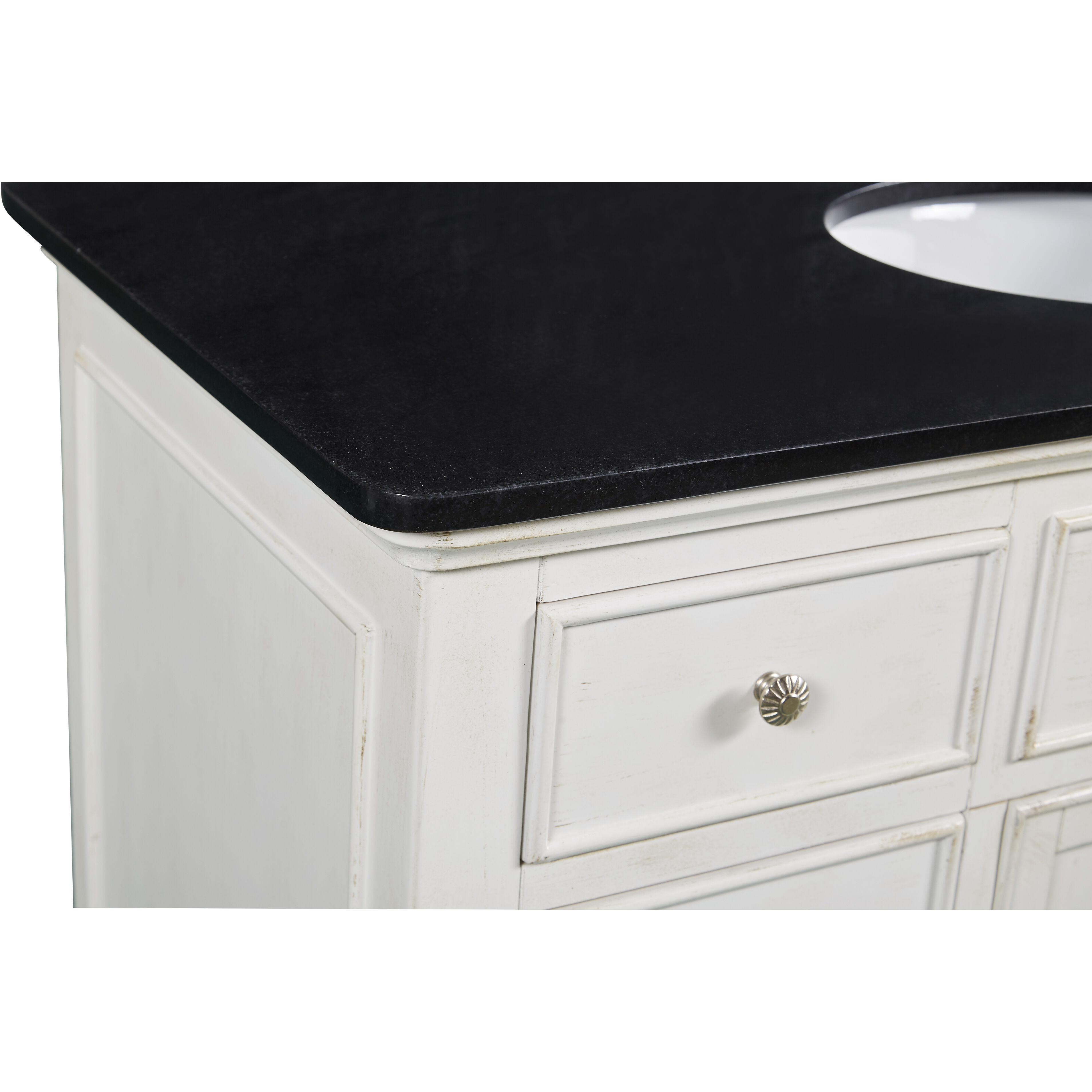 Otto 48 X 35 inch Antique White with Black Granite Vanity Set 