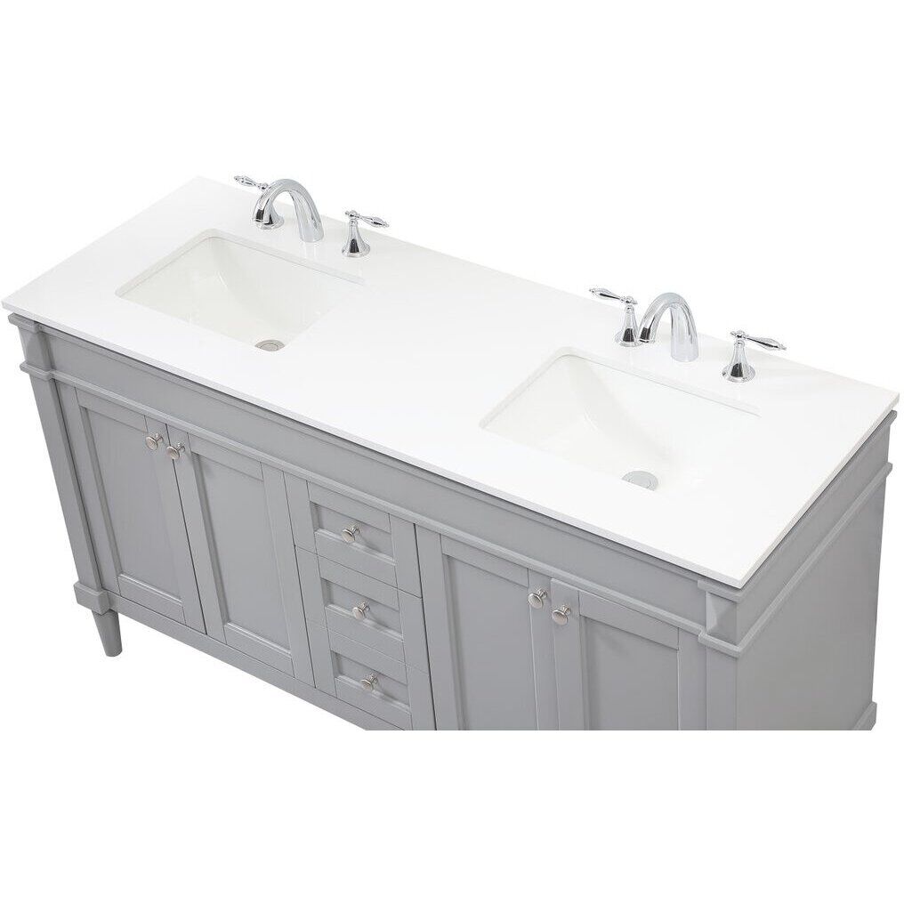 Bennett 60 X 21 X 35 inch Grey Vanity Sink Set