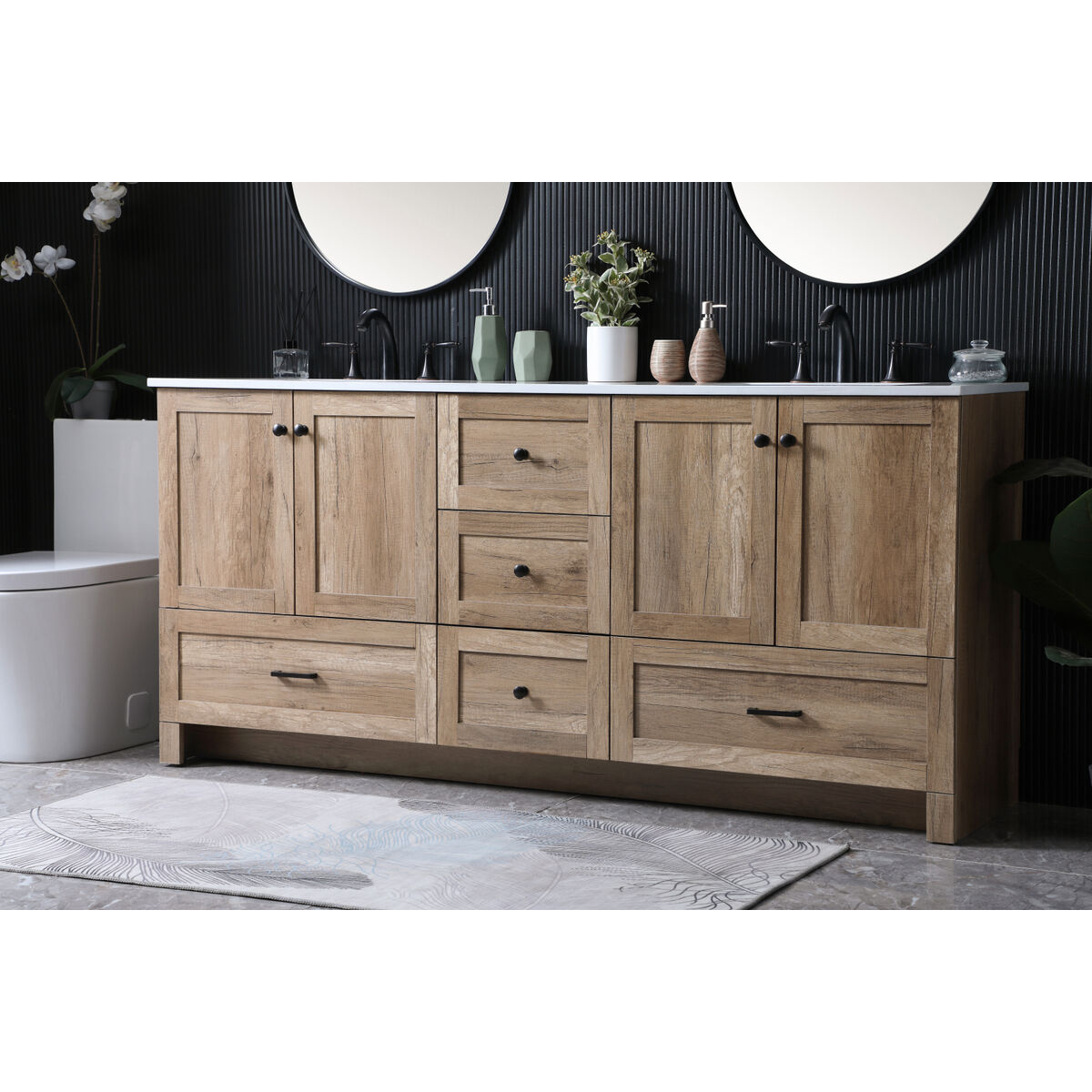 Soma 72 X 19 X 34 inch Natural Oak Vanity Sink Set
