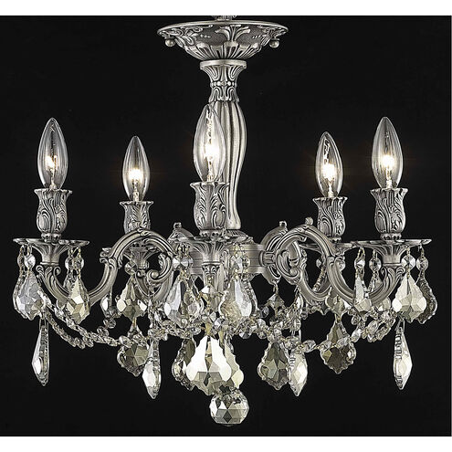 Rosalia 5 Light 18 inch Pewter Flush Mount Ceiling Light in Golden Teak, Royal Cut