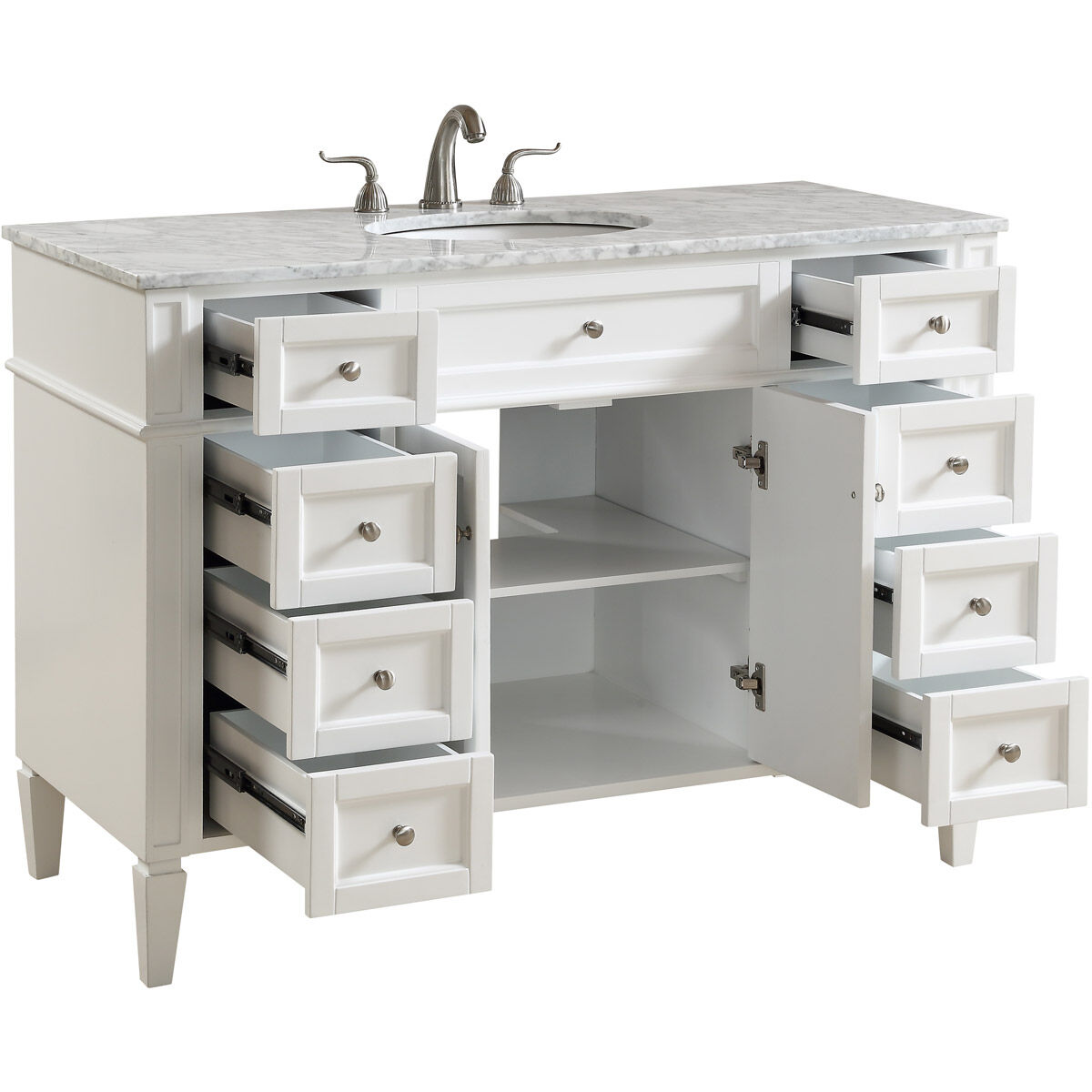 Park Avenue 48 X 35 inch White with Carrara White Marble Vanity Set