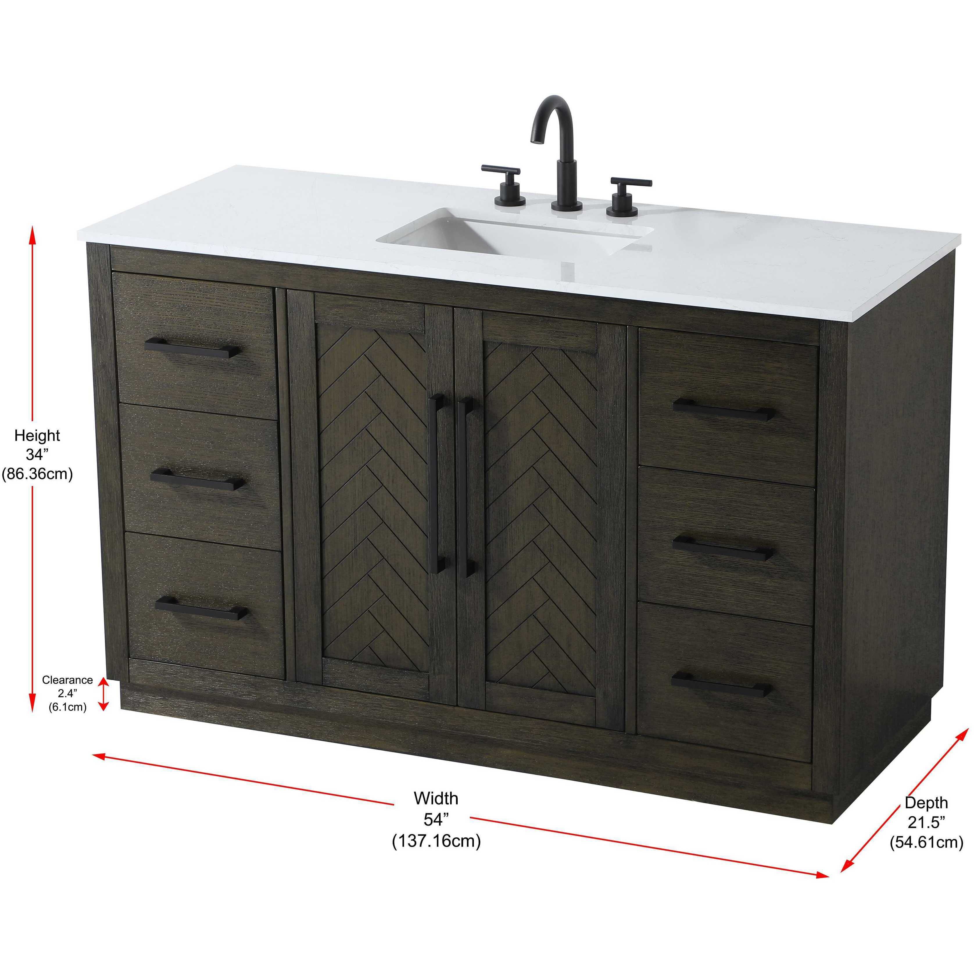 Chase 54 X 34 inch Chocolate Oak Bathroom Vanity Cabinet