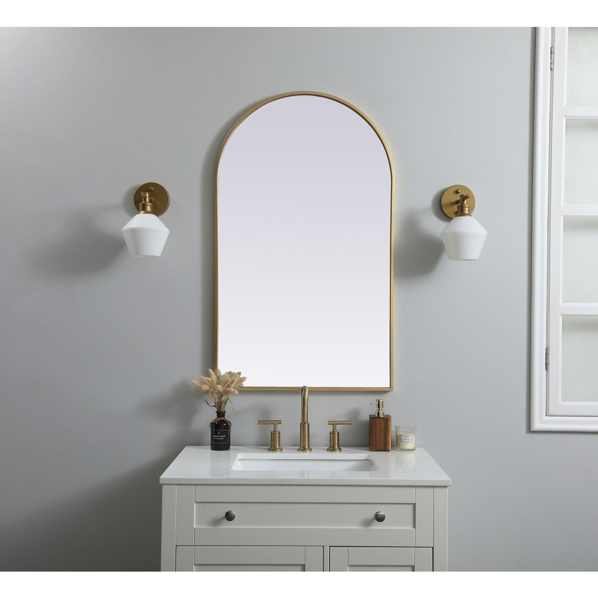 Ayra 40 X 24 inch Brass Mirror in 24 x 40