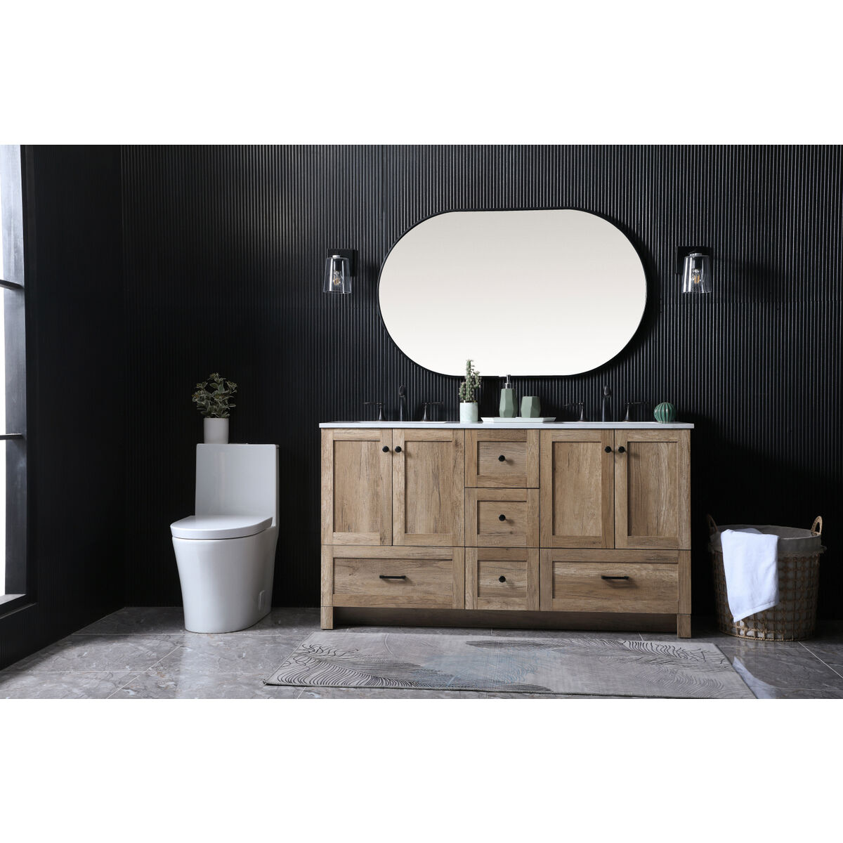 Soma 60 X 19 X 34 inch Natural Oak Vanity Sink Set in 2