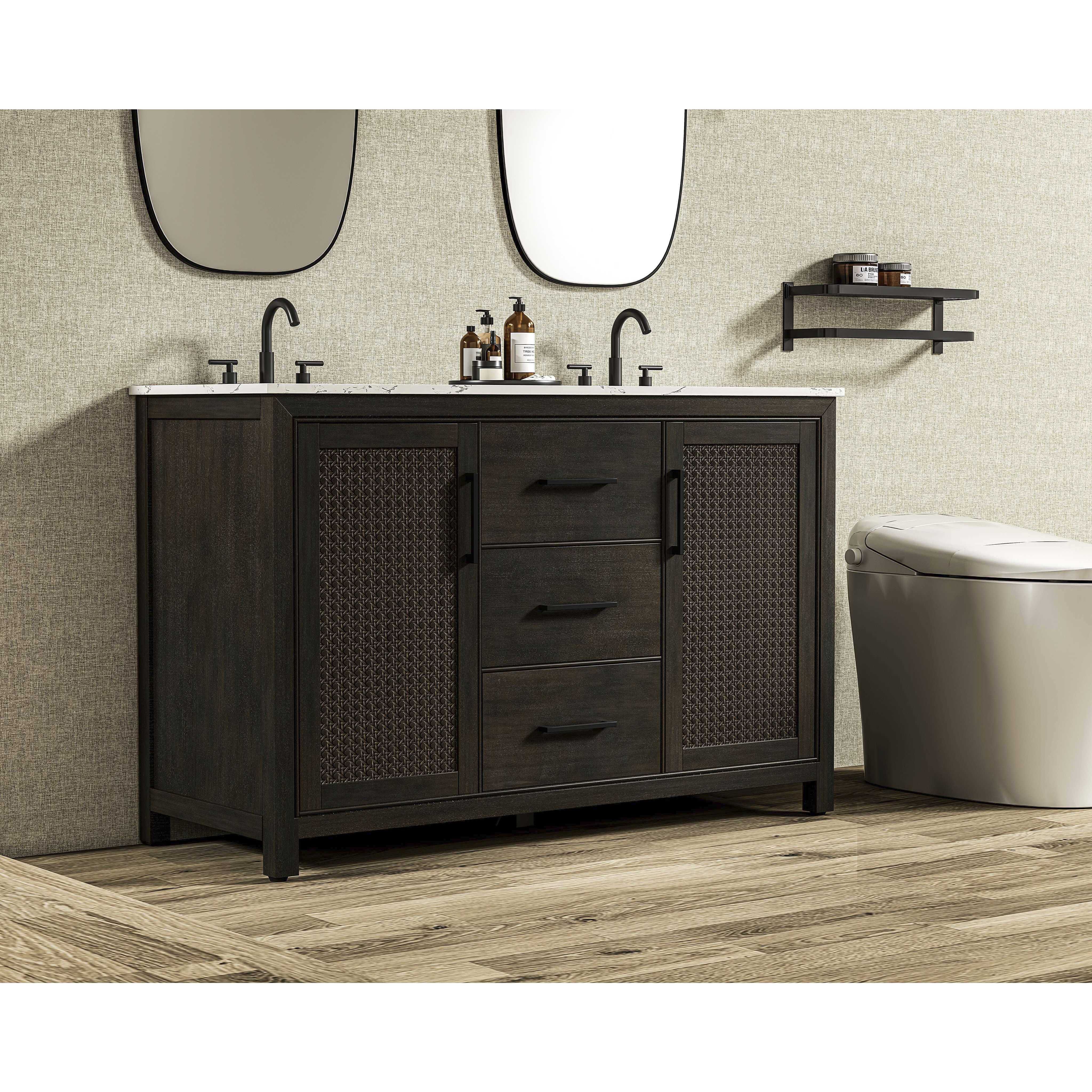 Alina 54 X 34 inch Chocolate Oak Bathroom Vanity Cabinet