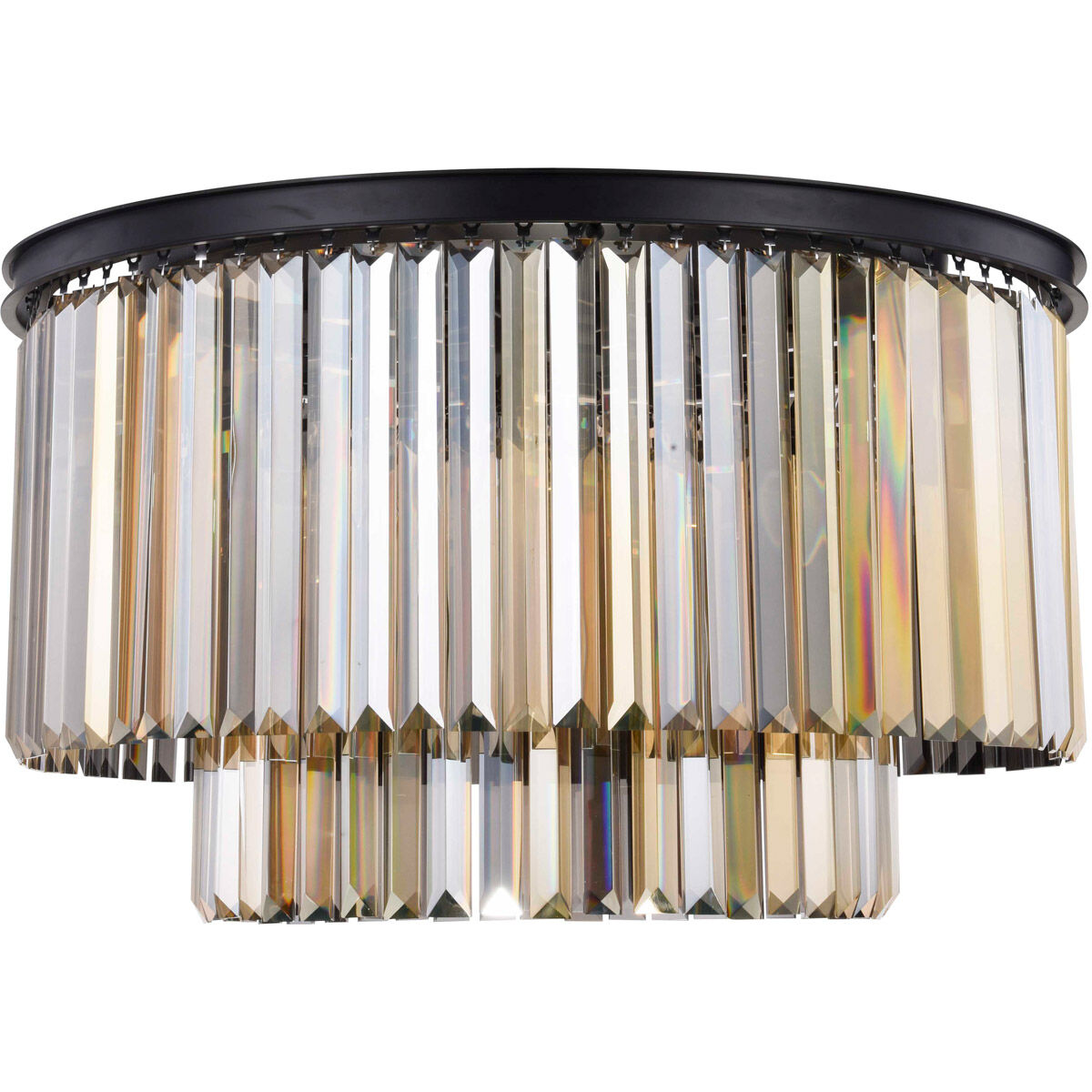 Sydney 8 Light 32 inch Matte Black Flush Mount Ceiling Light in Golden Teak, Urban Classic